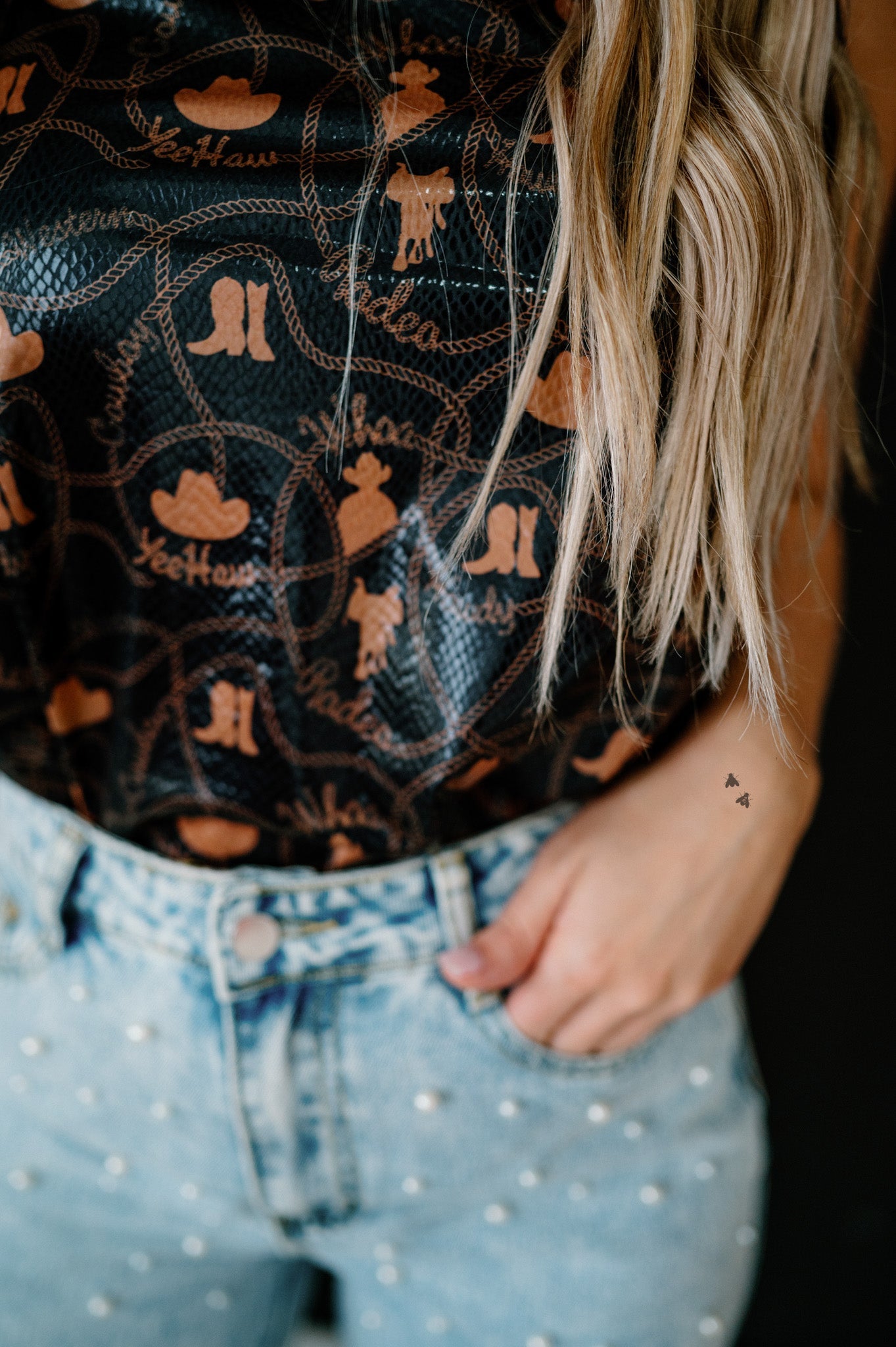 The Western Way Snakeskin Tank in Black