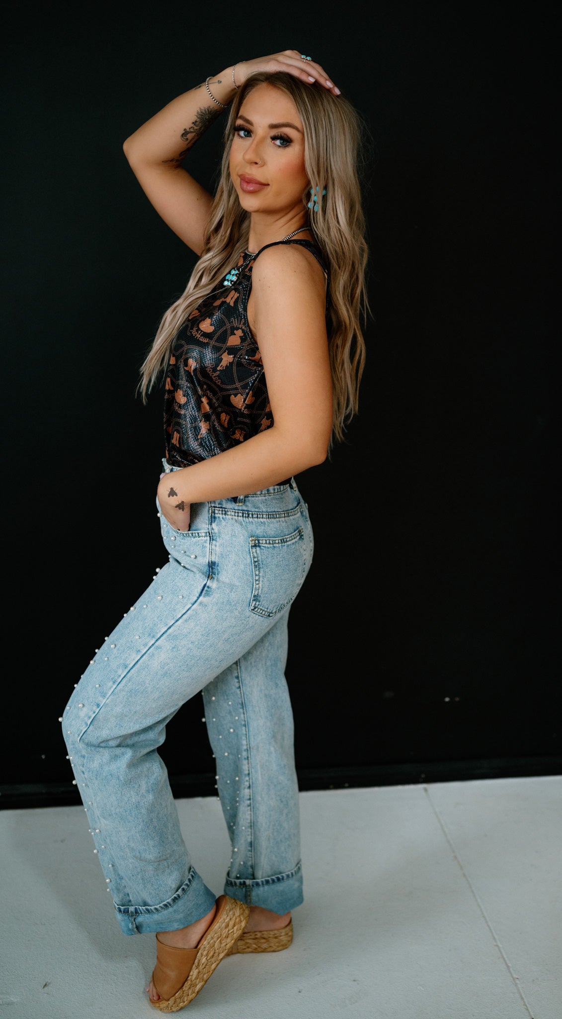 The Western Way Snakeskin Tank in Black