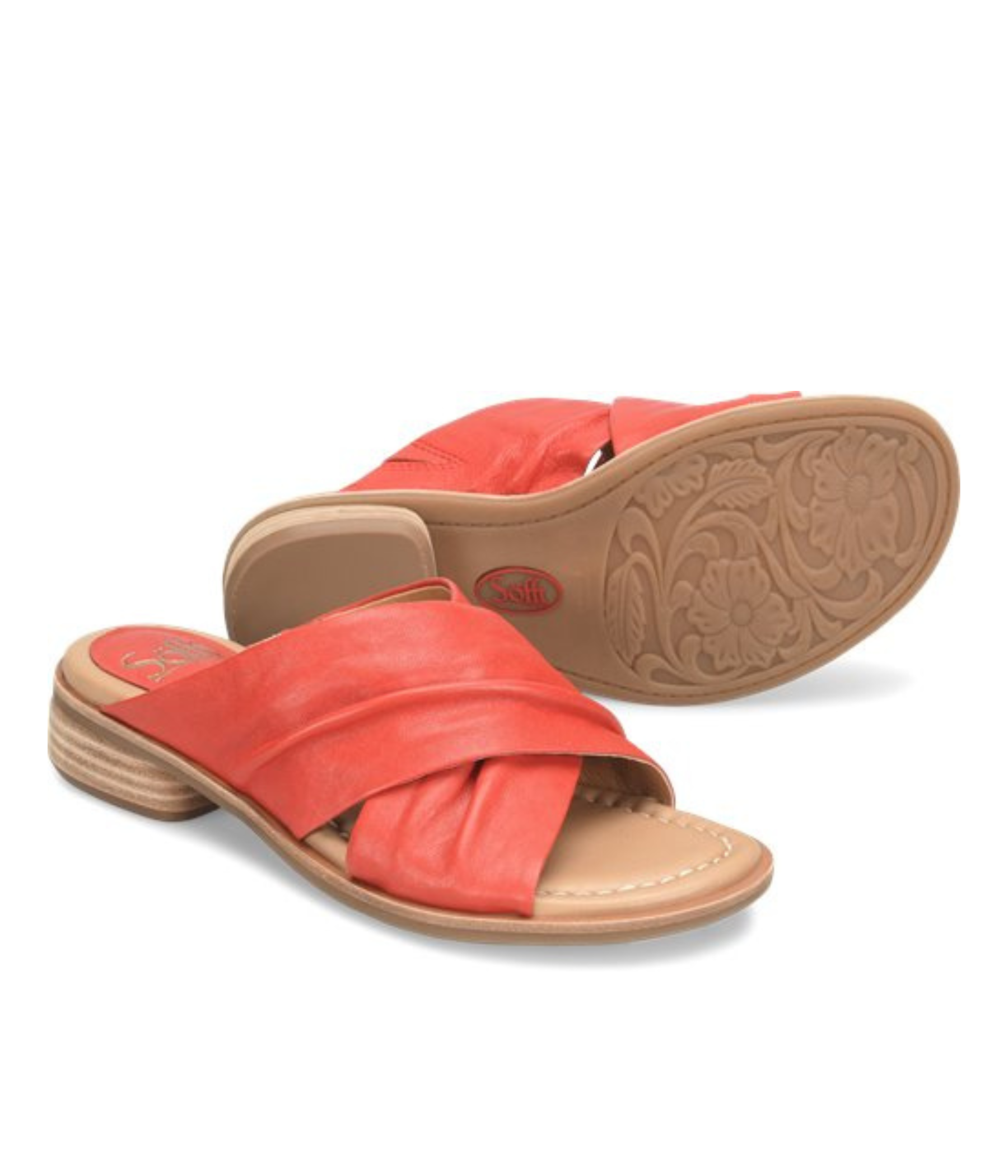 Fallon Leather Slide Sandal in Coral by Sofft Shoes