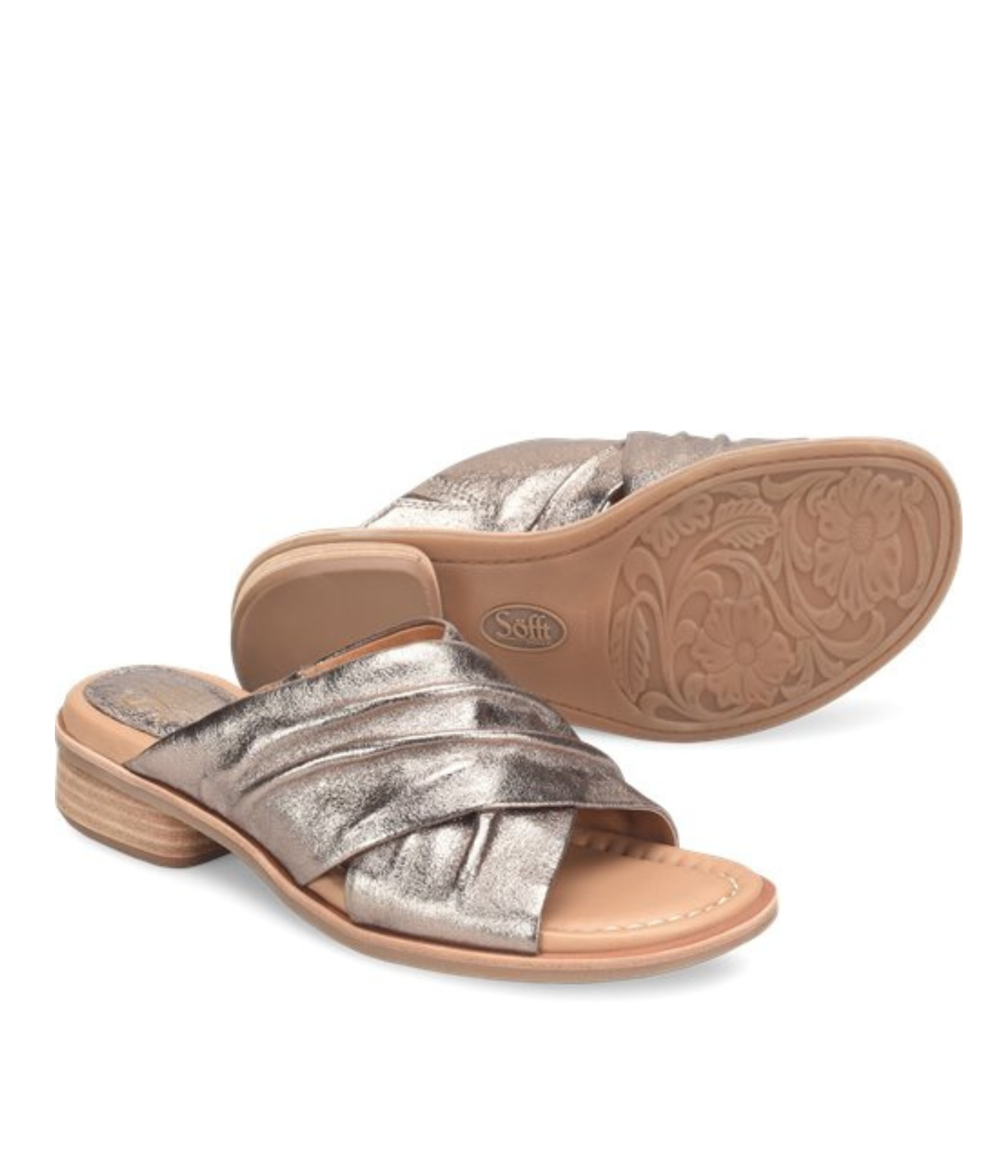 Fallon Leather Slide Sandal in Bronze by Sofft Shoes