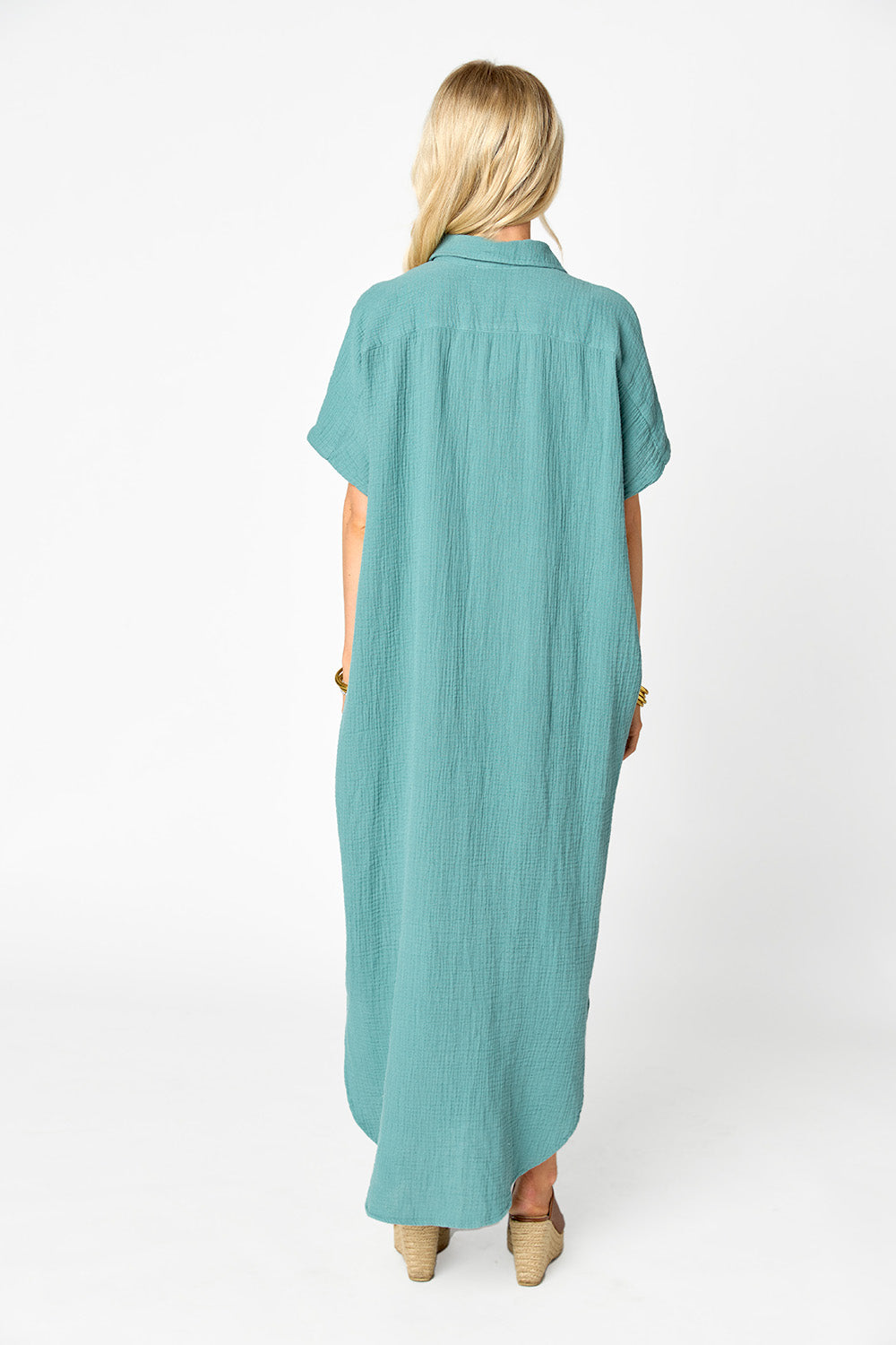 Carmen Cover Up Caftan Maxi Dress in Green