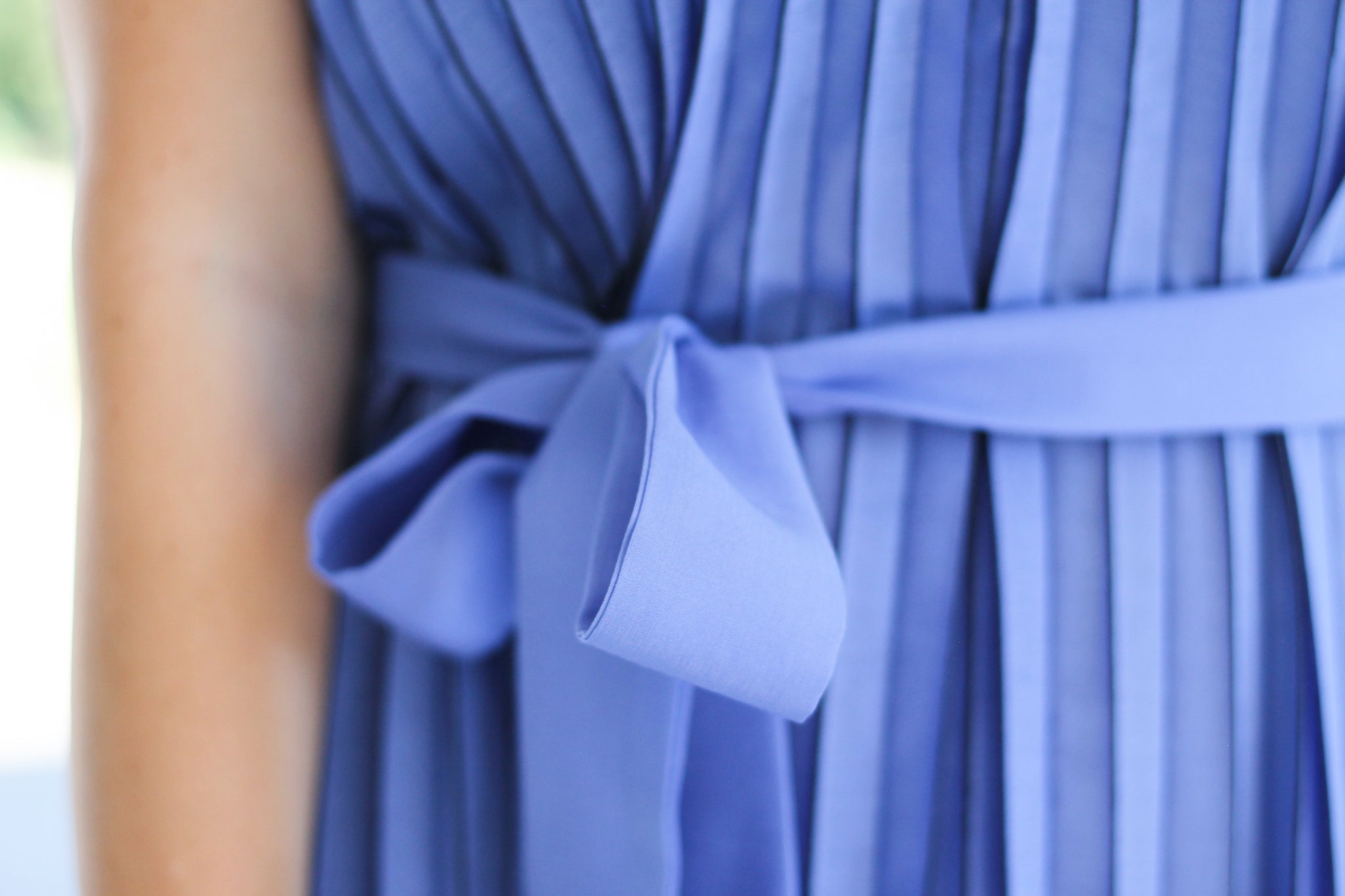 Pleated Dress in Blue and Black with Bow by Current Air