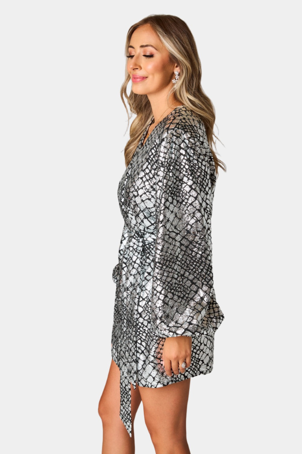 Adeline Short Wrap Dress in Pearl River