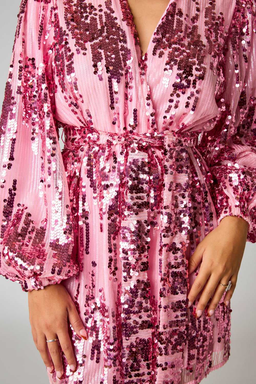 Adeline Sequin Short Wrap Dress in Unforgettable