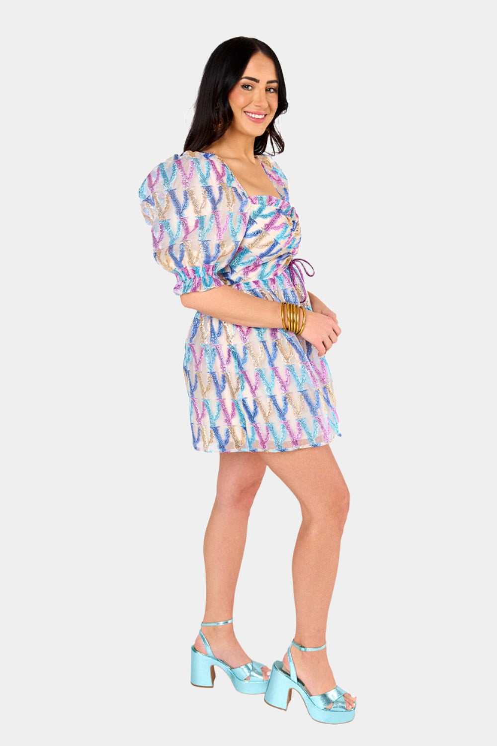 Colby Puff Sleeve Mini Dress in Lilac