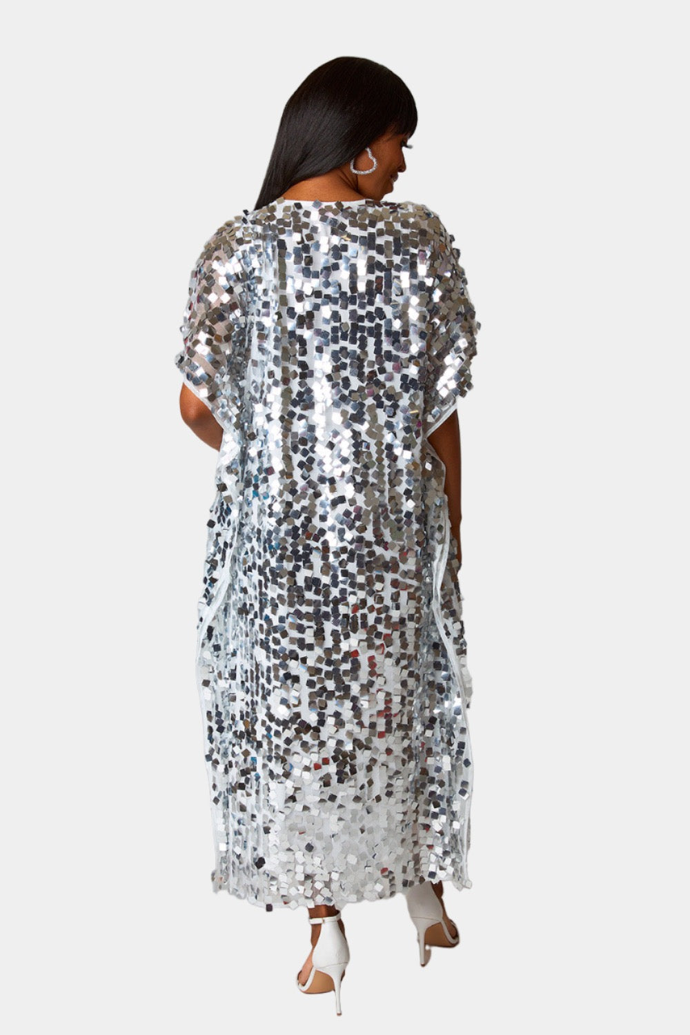 Atlas Sequin Caftan Maxi Dress in Overcast