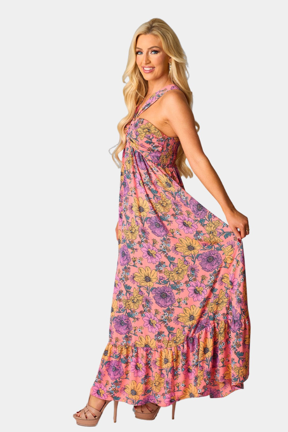 Charlotte Halter Maxi Dress in Nectar