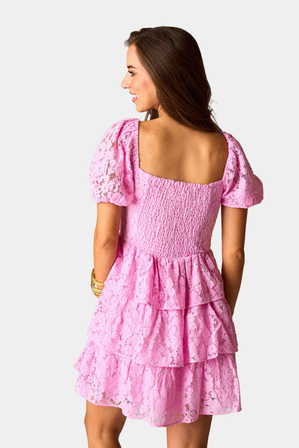 Conner Short Lace Dress in Light Pink