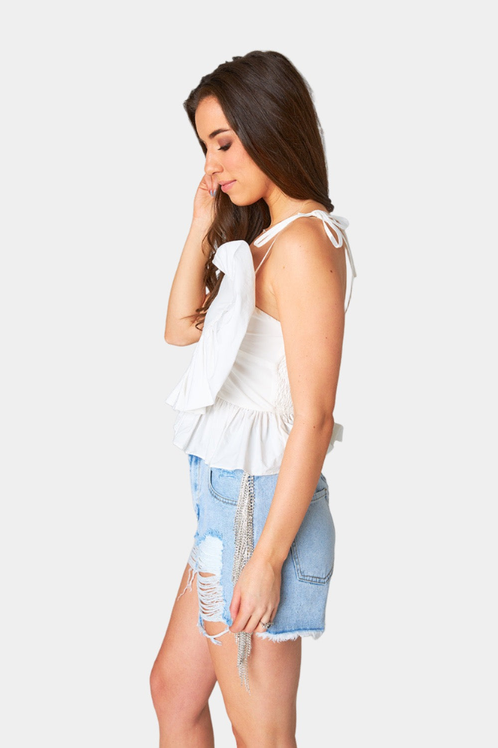 Beck Ruffle Tank Top - White