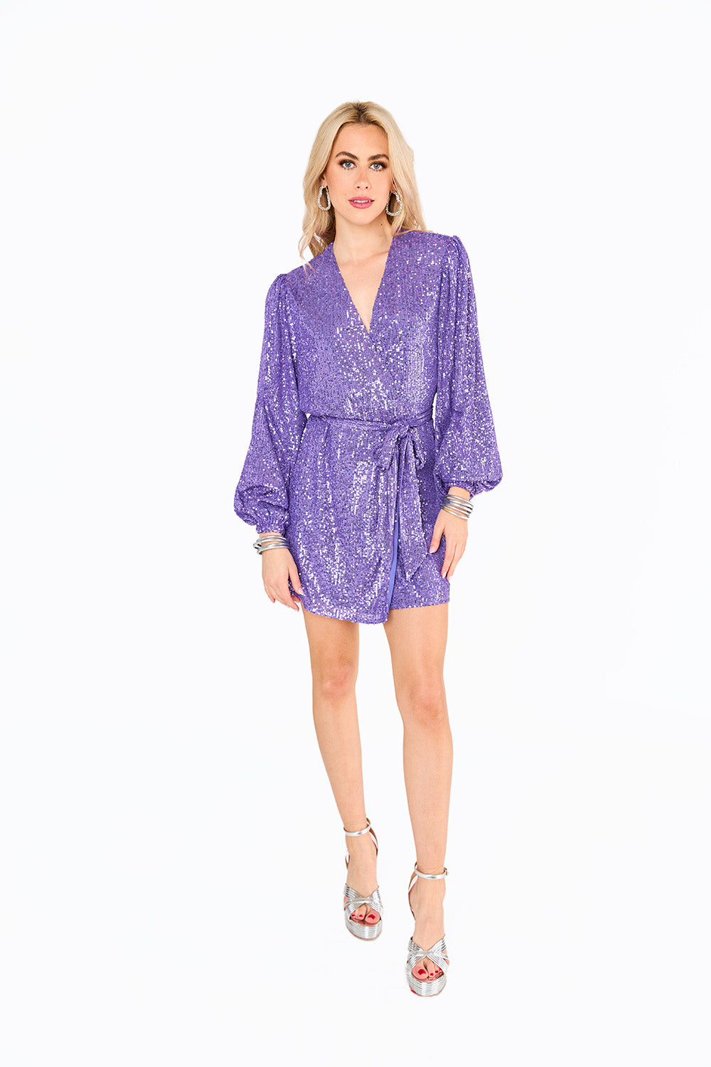 Adeline Sequin Wrap Dress in Fig