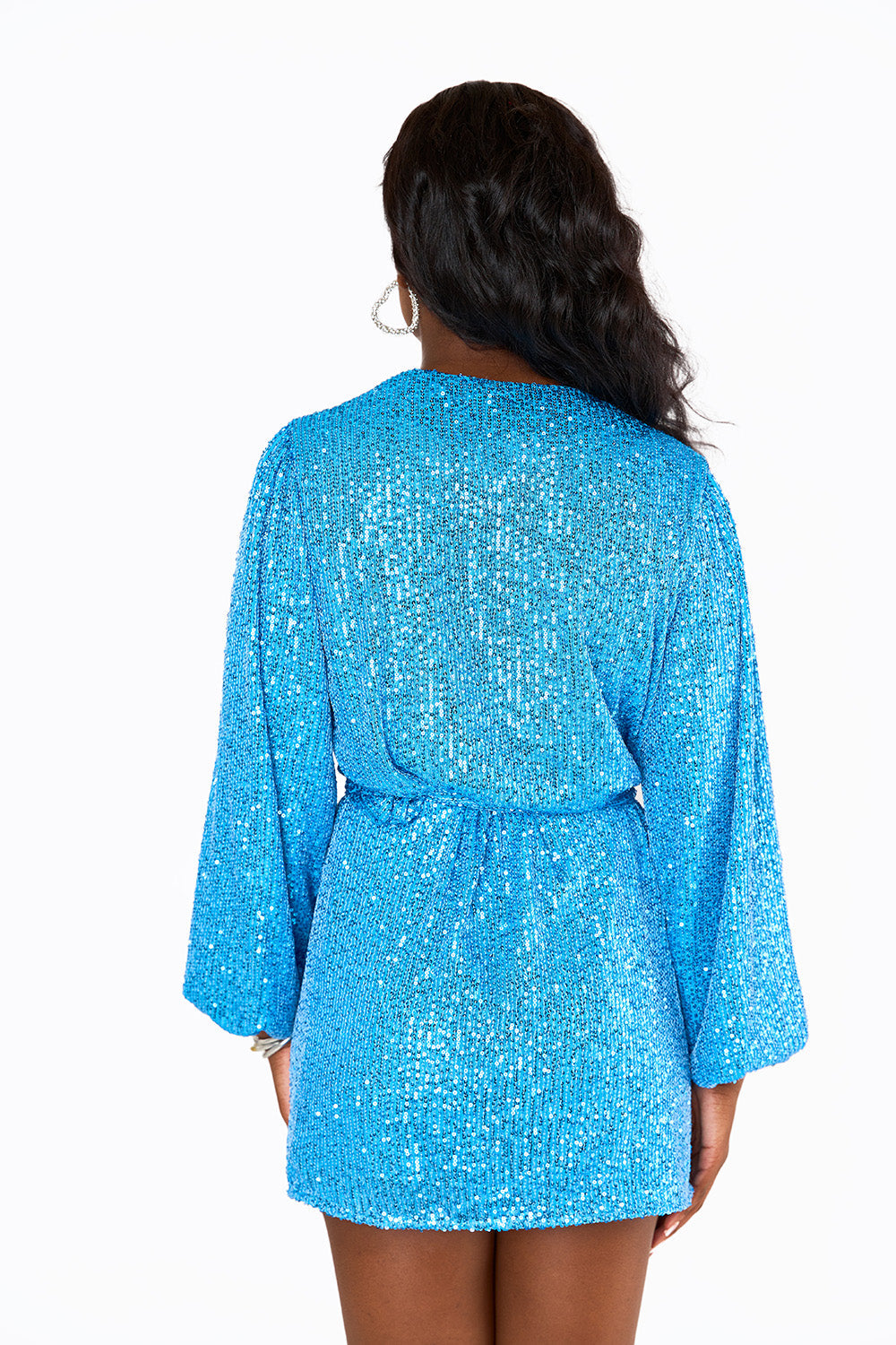 Adeline Sequin Wrap Dress in Blueberry