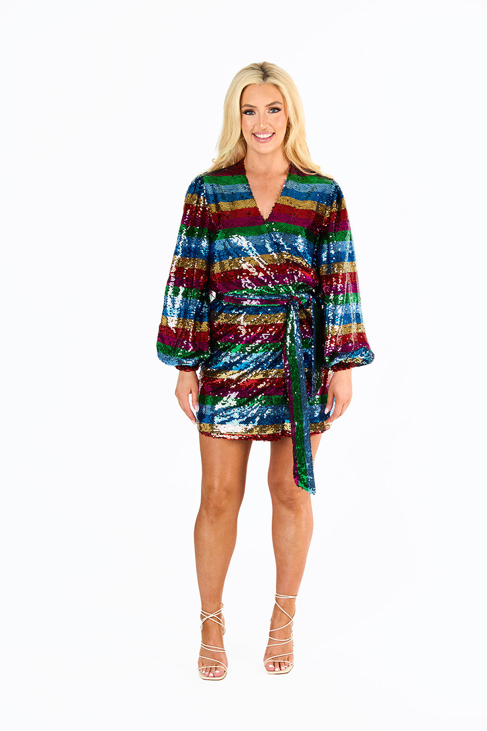 Adeline Sequin Wrap Dress in Prism