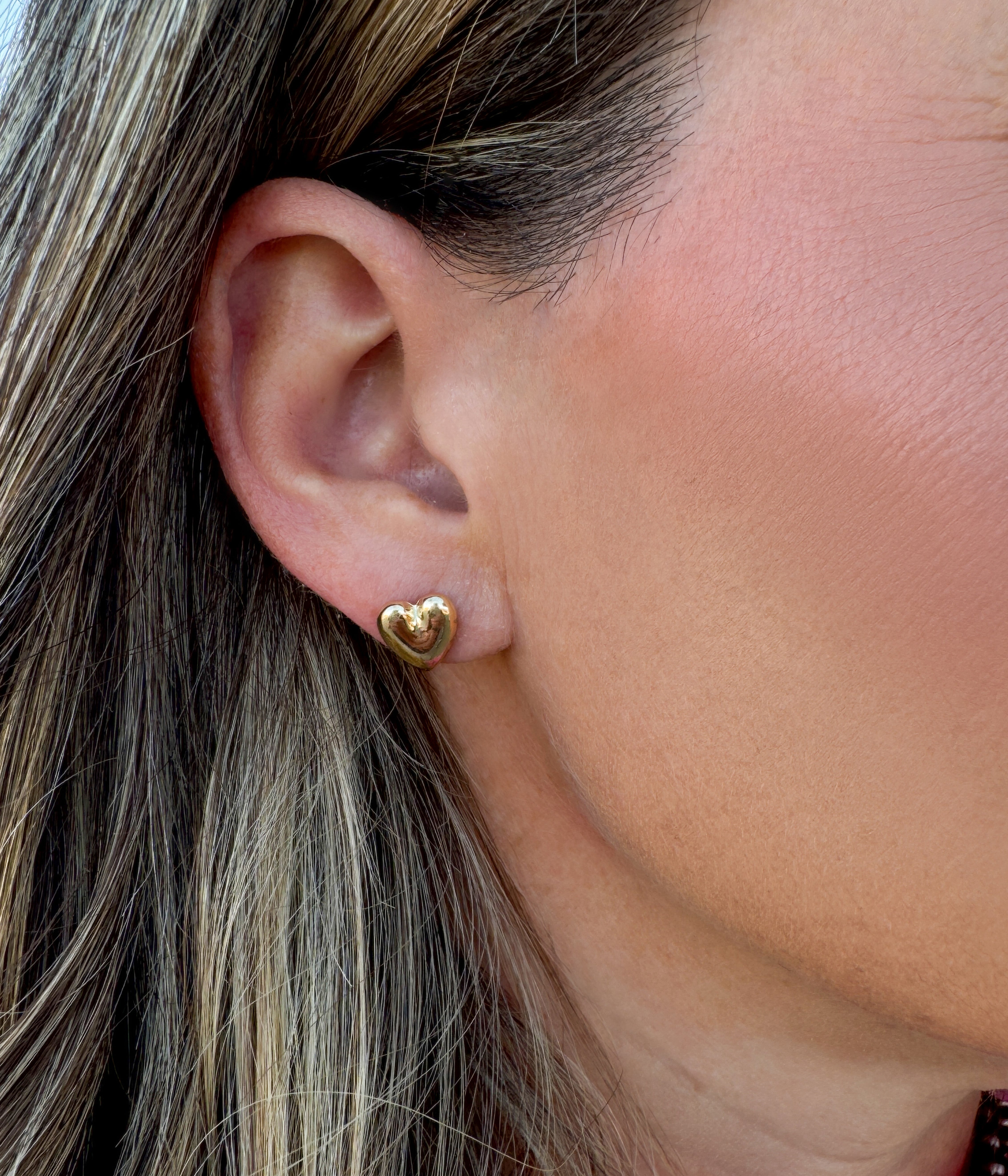 Gold Heart Stud Earrings