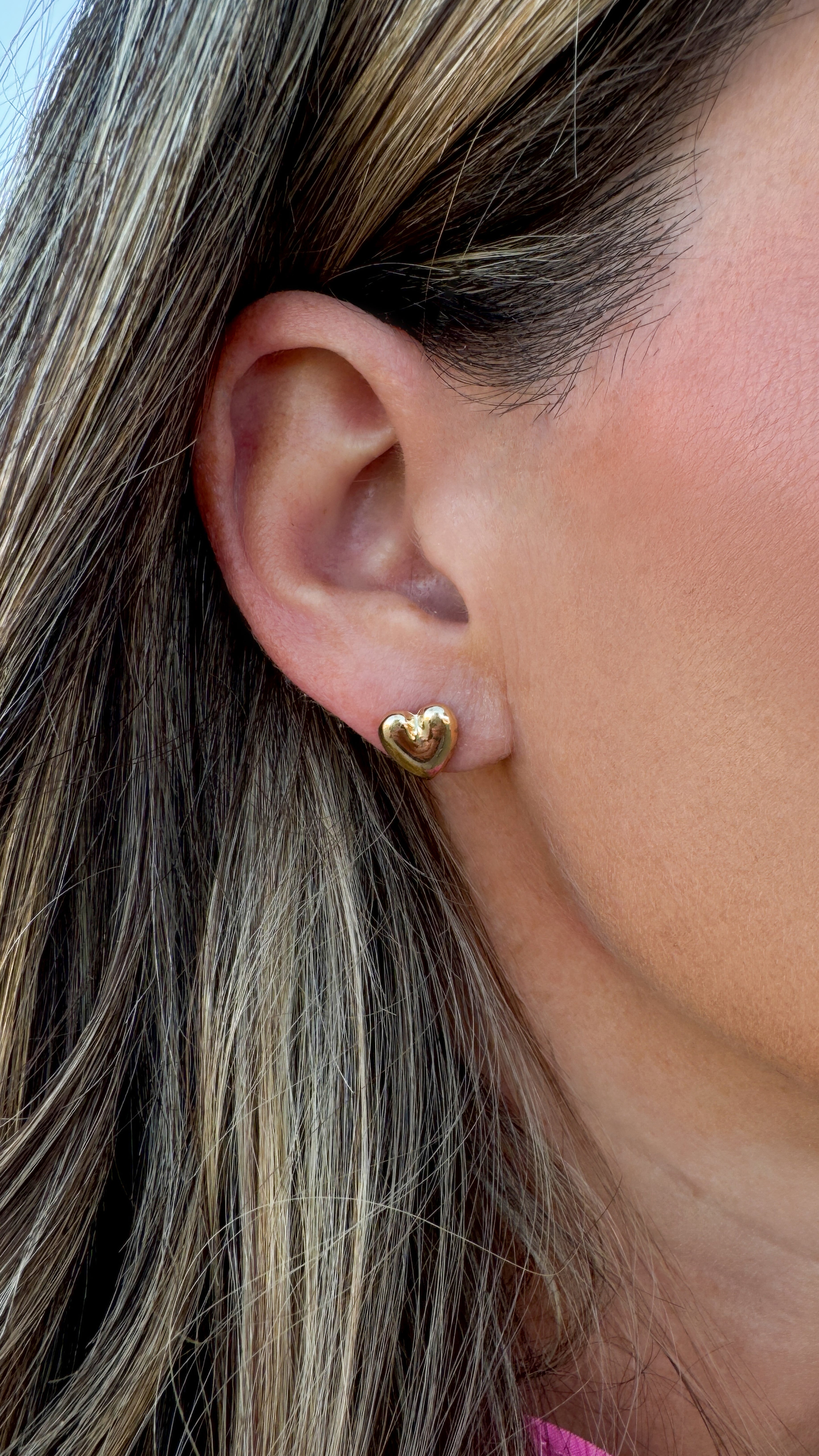 Gold Heart Stud Earrings