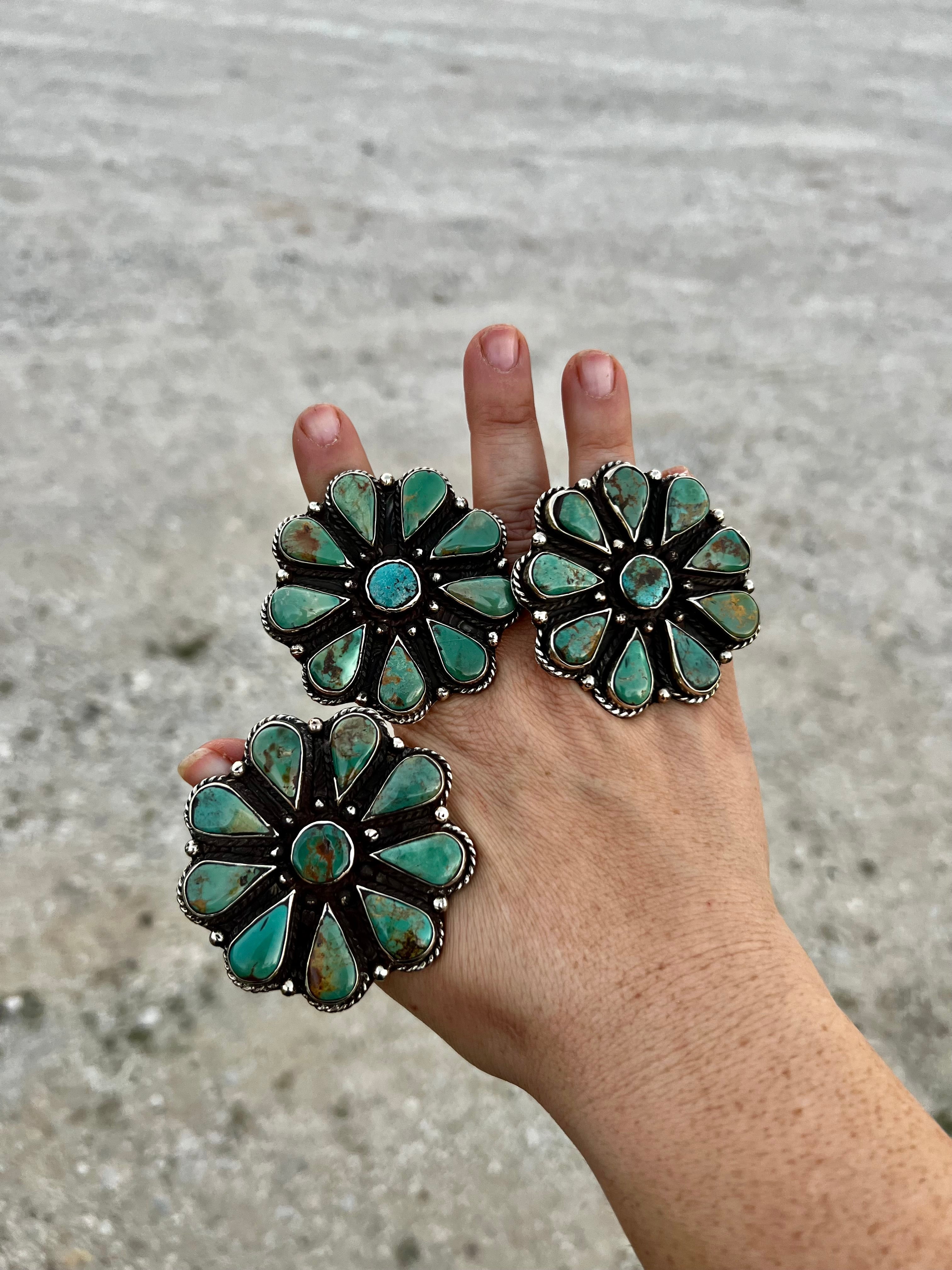 Turquoise Large Floral Ring