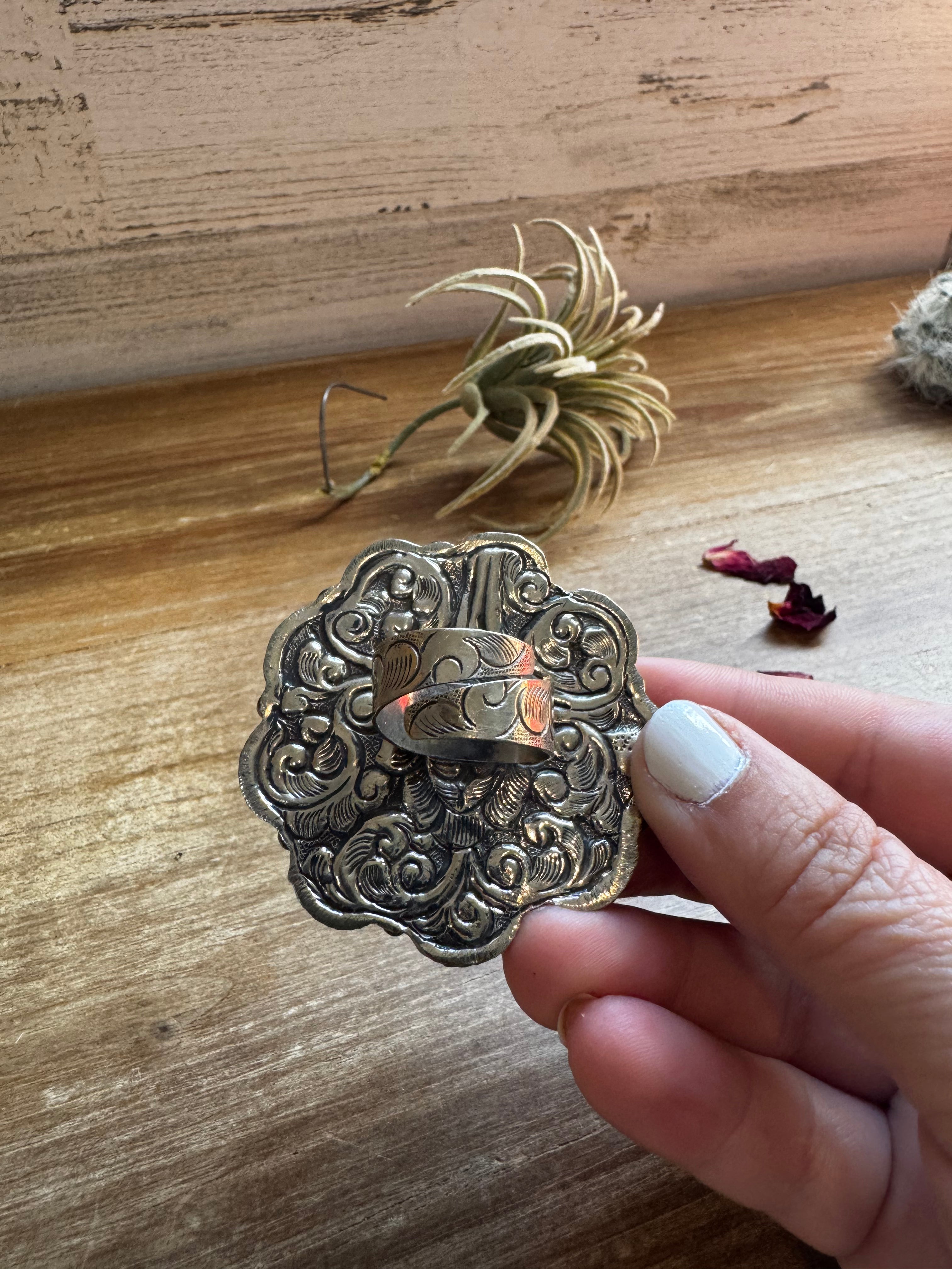 Turquoise Large Floral Ring