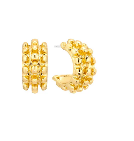 Lyla Textured Half Hoop Earrings in Gold