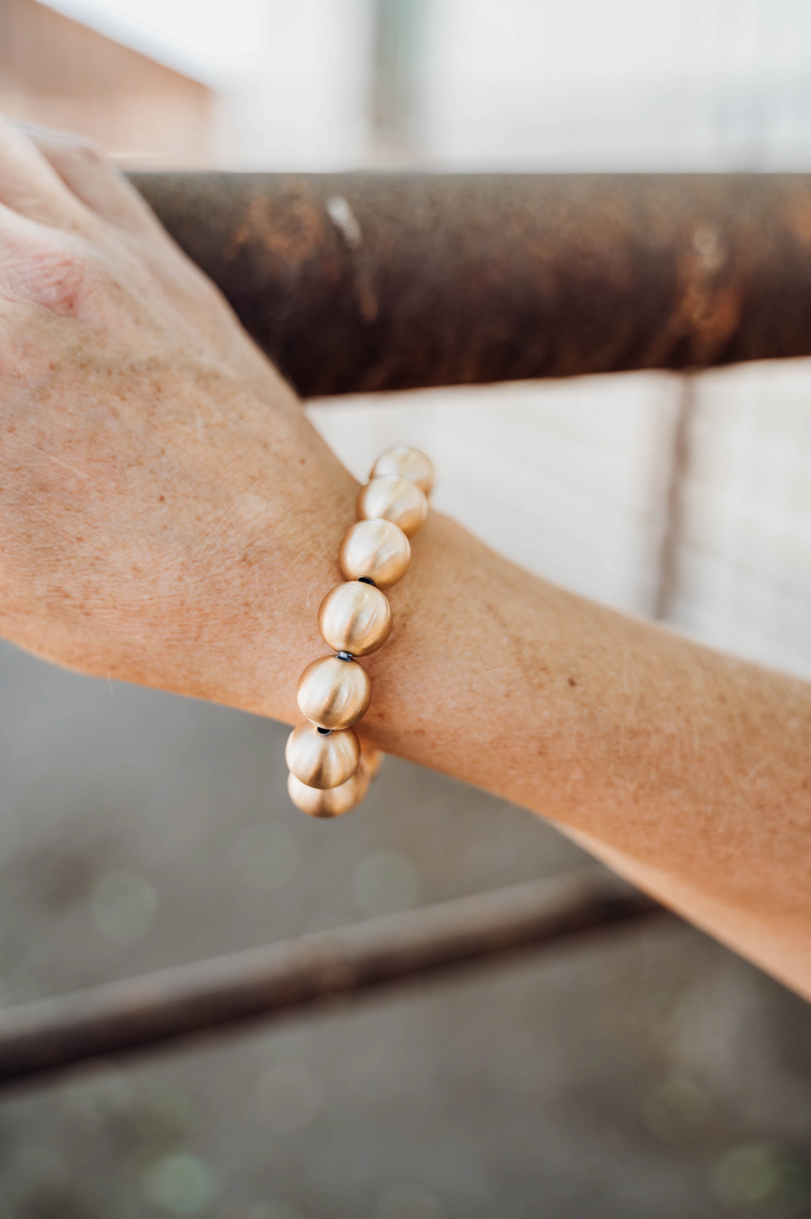 Ava Stretch Bracelet in Satin Gold