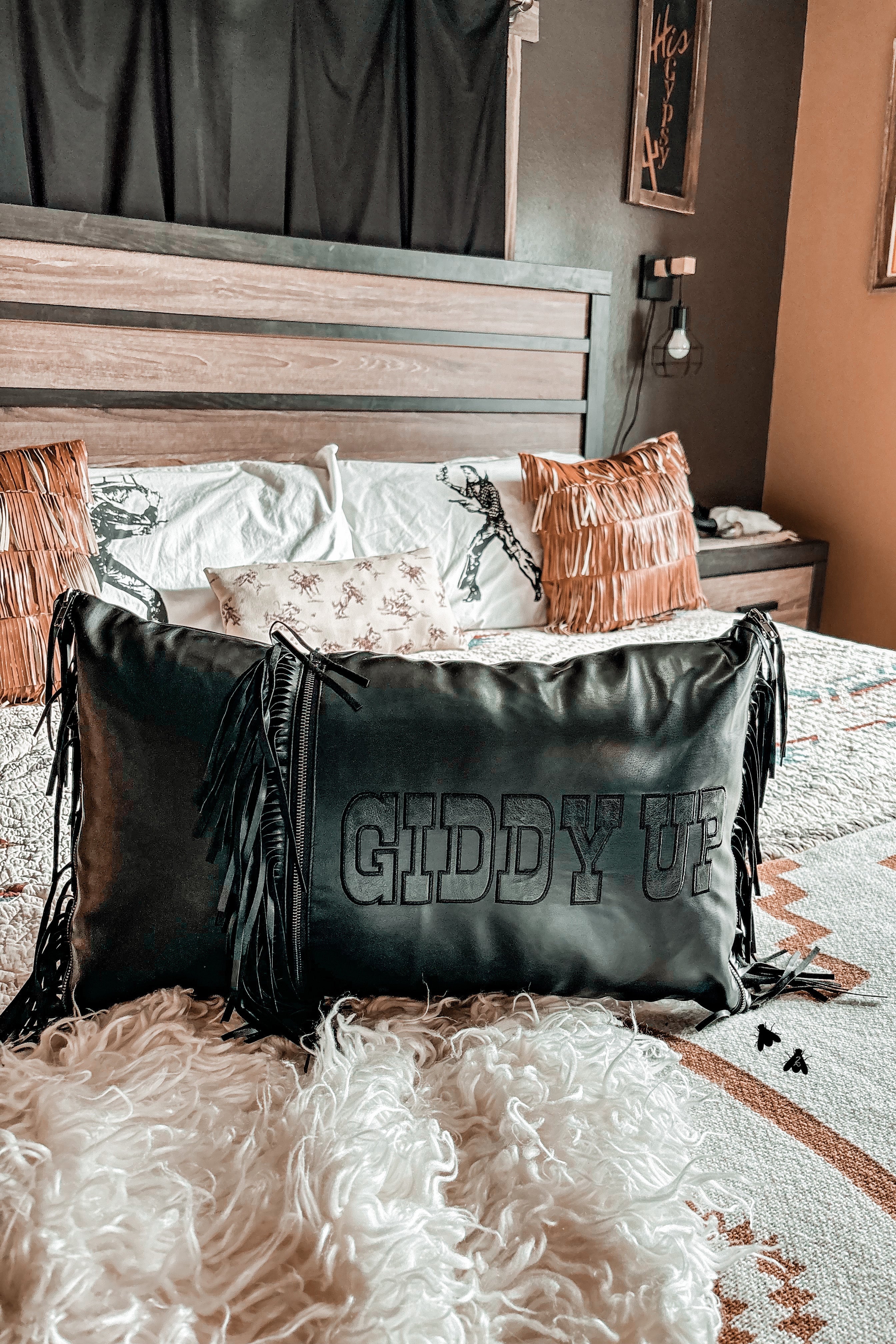 Giddy Up Pillow in Black