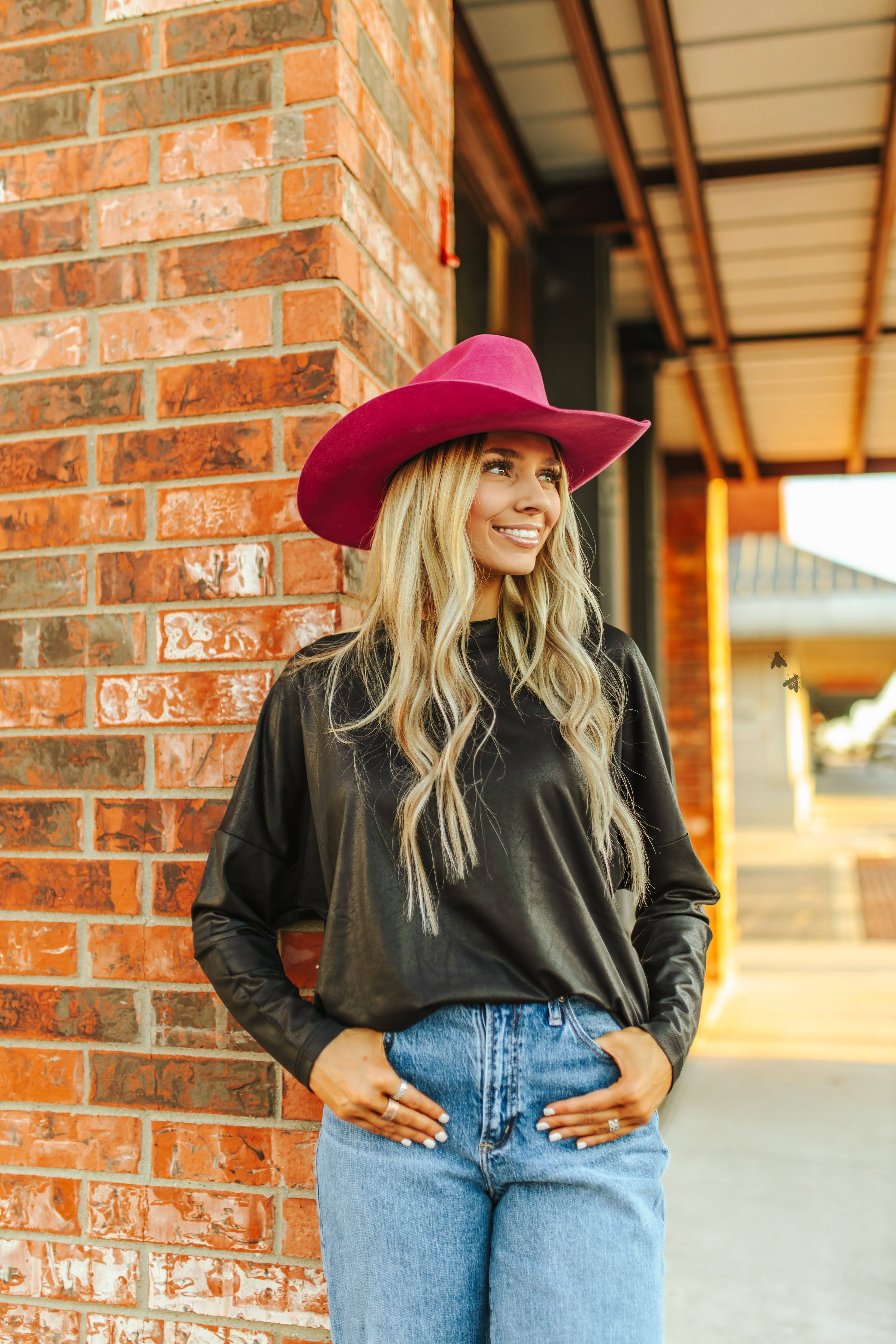 Lux Leather Long Sleeve in Black