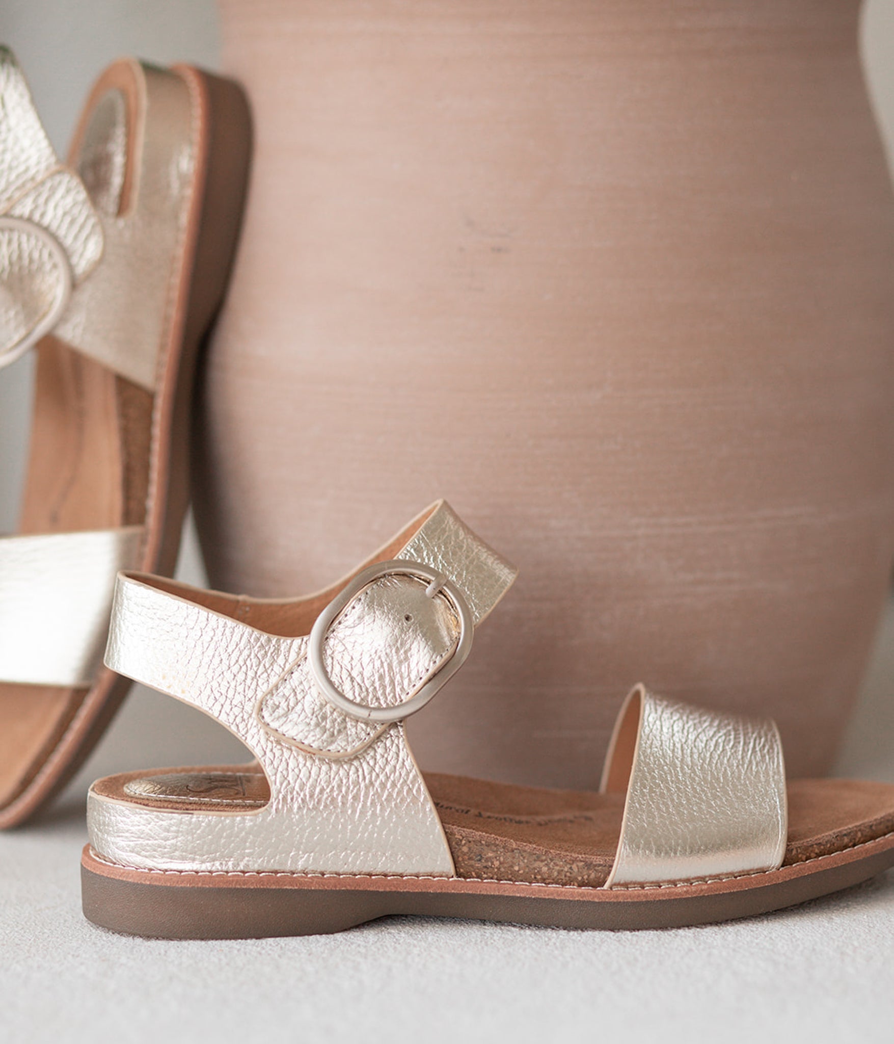 Bali Leather Sandals in Platino Gold by Sofft Shoes