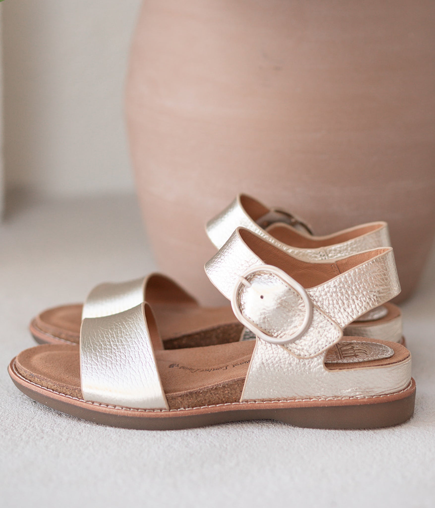 Bali Leather Sandals in Platino Gold by Sofft Shoes