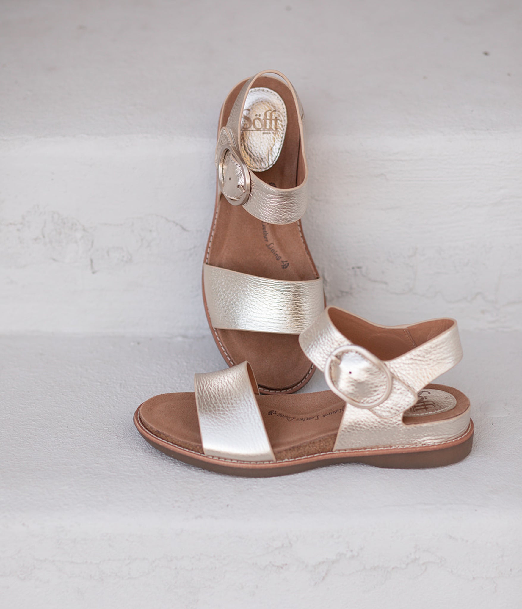 Bali Leather Sandals in Platino Gold by Sofft Shoes