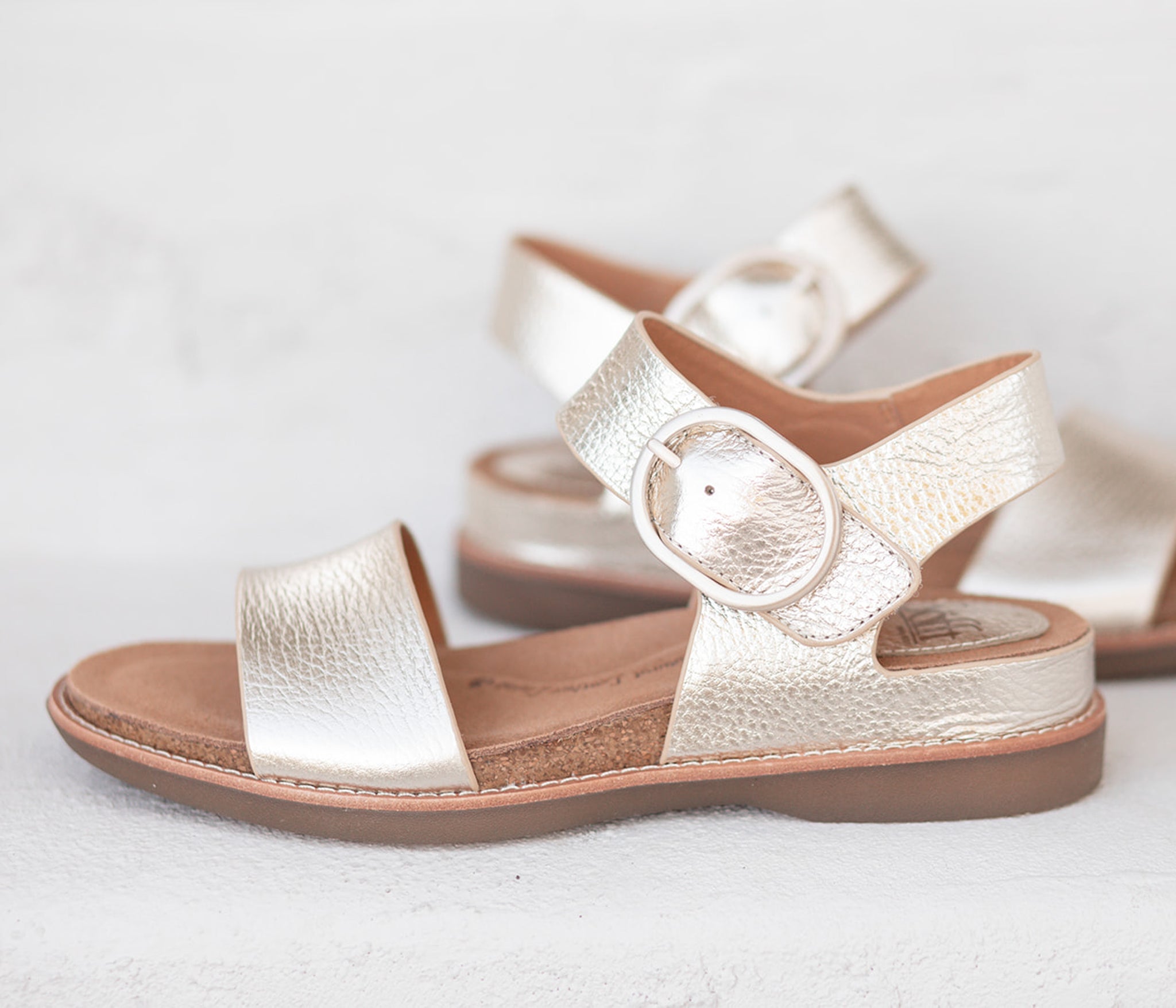 Bali Leather Sandals in Platino Gold by Sofft Shoes