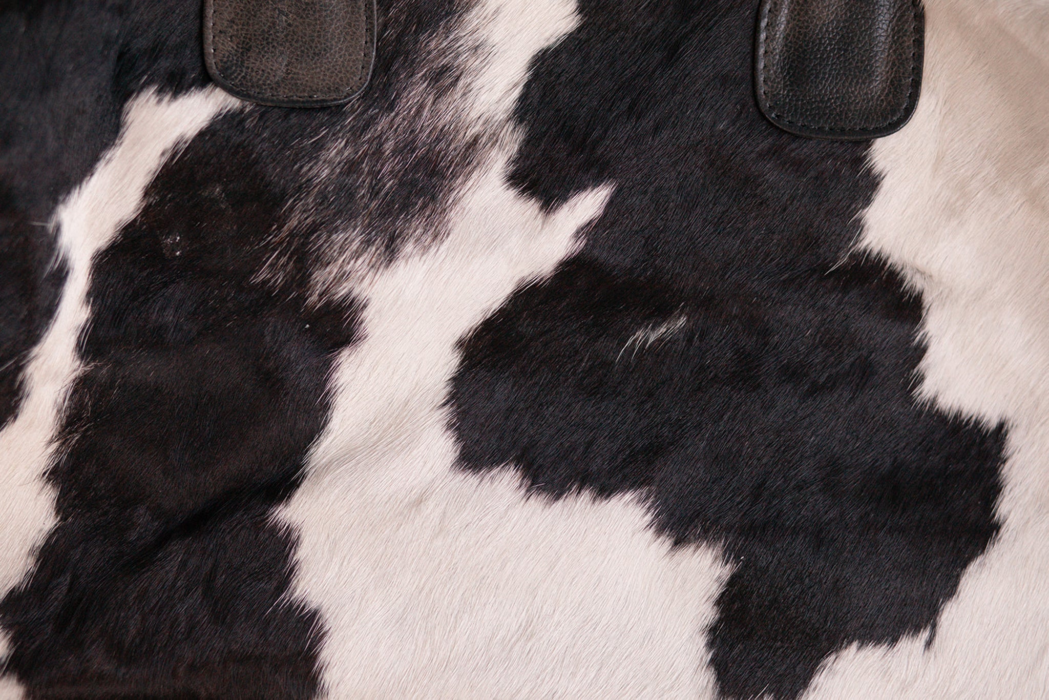 Black and White Genuine Cowhide Duffle Bag 