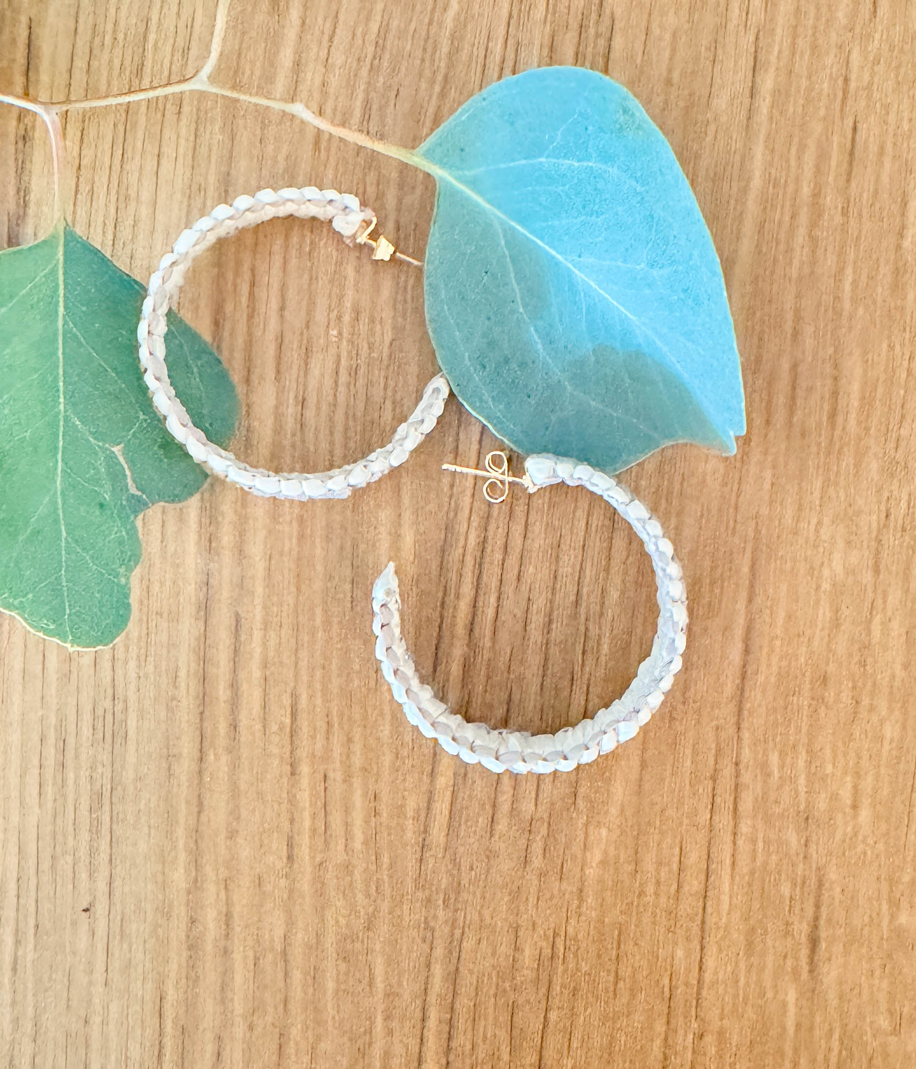 Collins Raffia Hoop Earrings in Beige