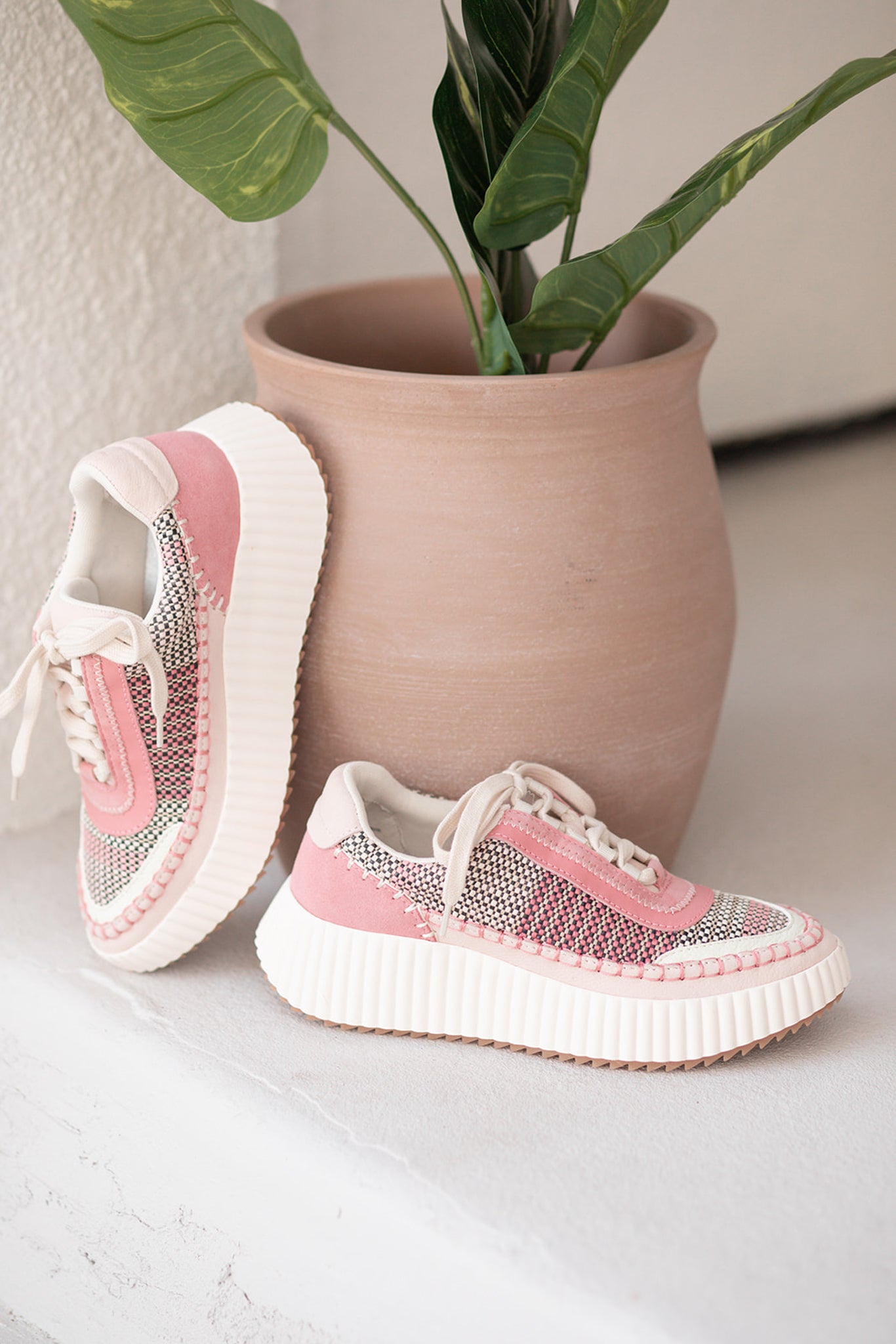 Dolen Woven Platform Sneakers in Pink Multi by Dolce Vita