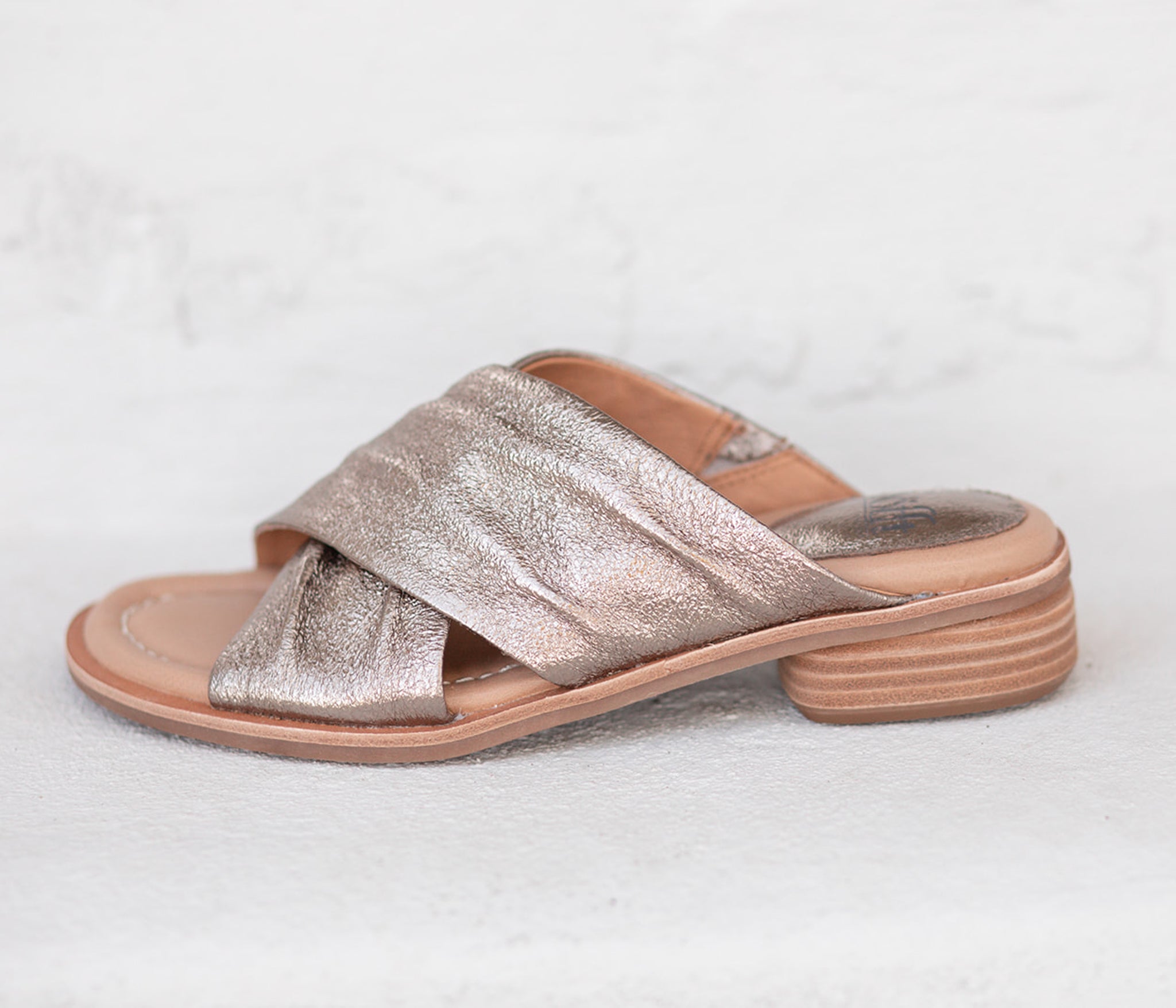 Fallon Leather Slide Sandal in Bronze by Sofft Shoes