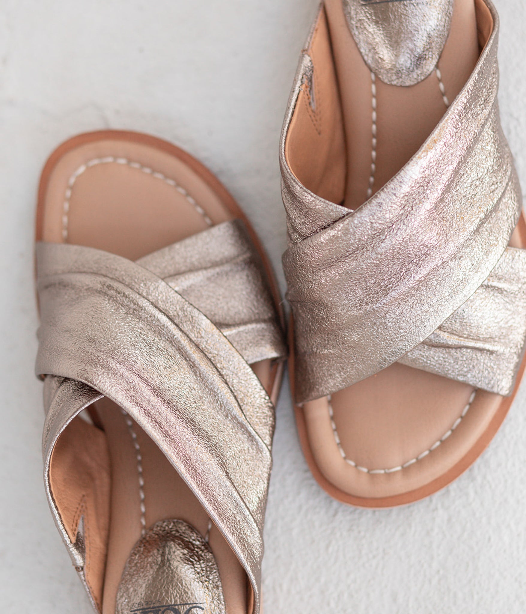 Fallon Leather Slide Sandal in Bronze by Sofft Shoes