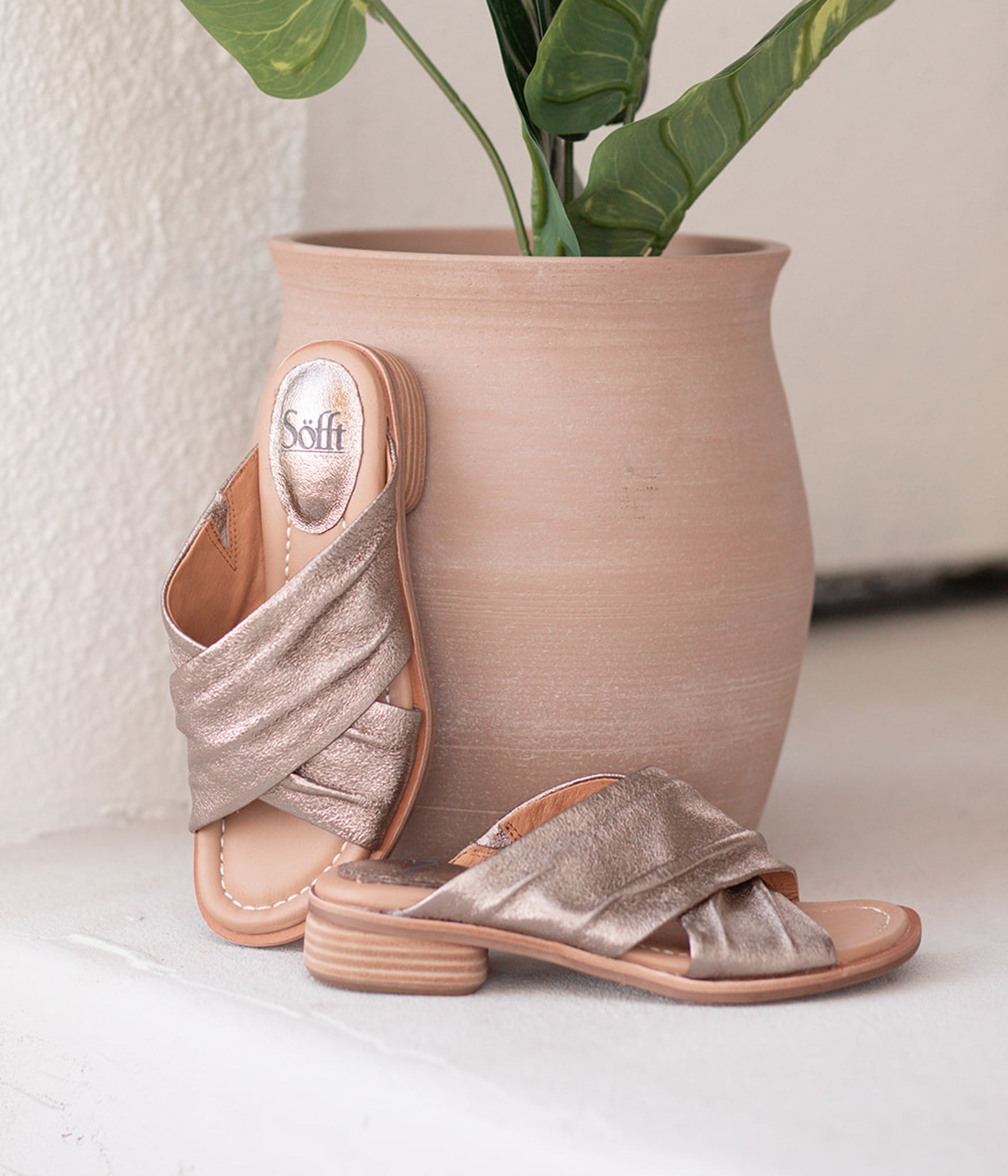 Fallon Leather Slide Sandal in Bronze by Sofft ShoesFallon Leather Slide Sandal in Bronze by Sofft Shoes