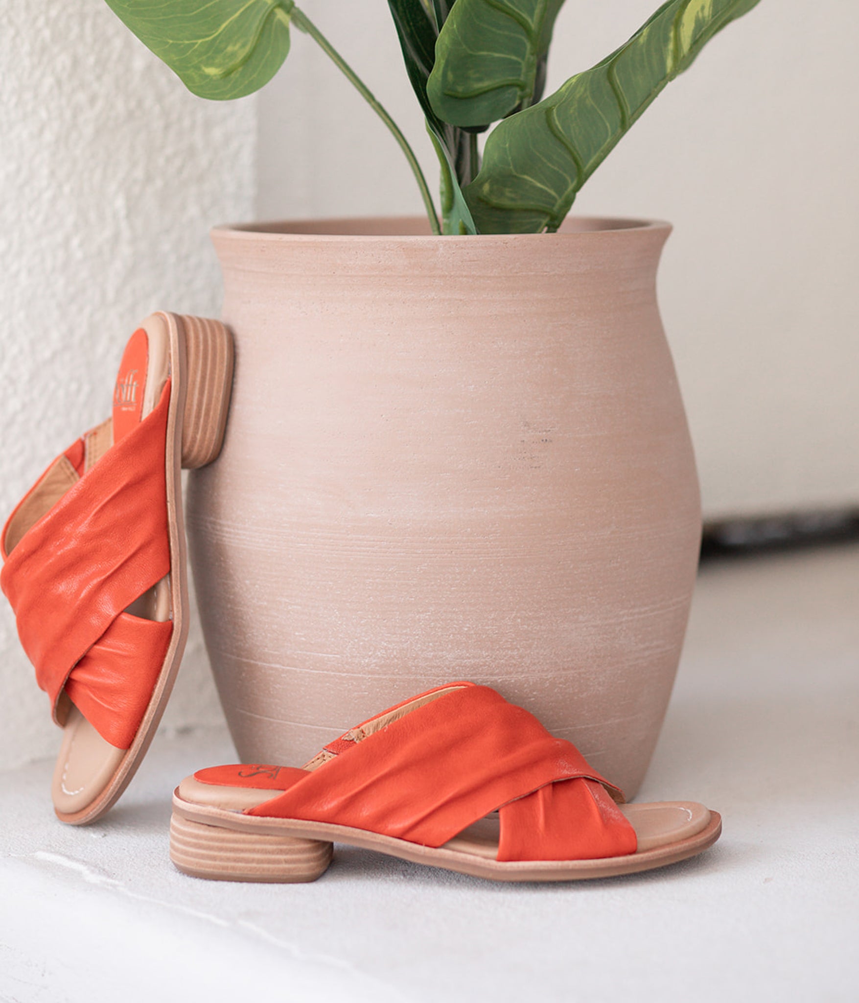 Fallon Leather Slide Sandal in Coral by Sofft Shoes