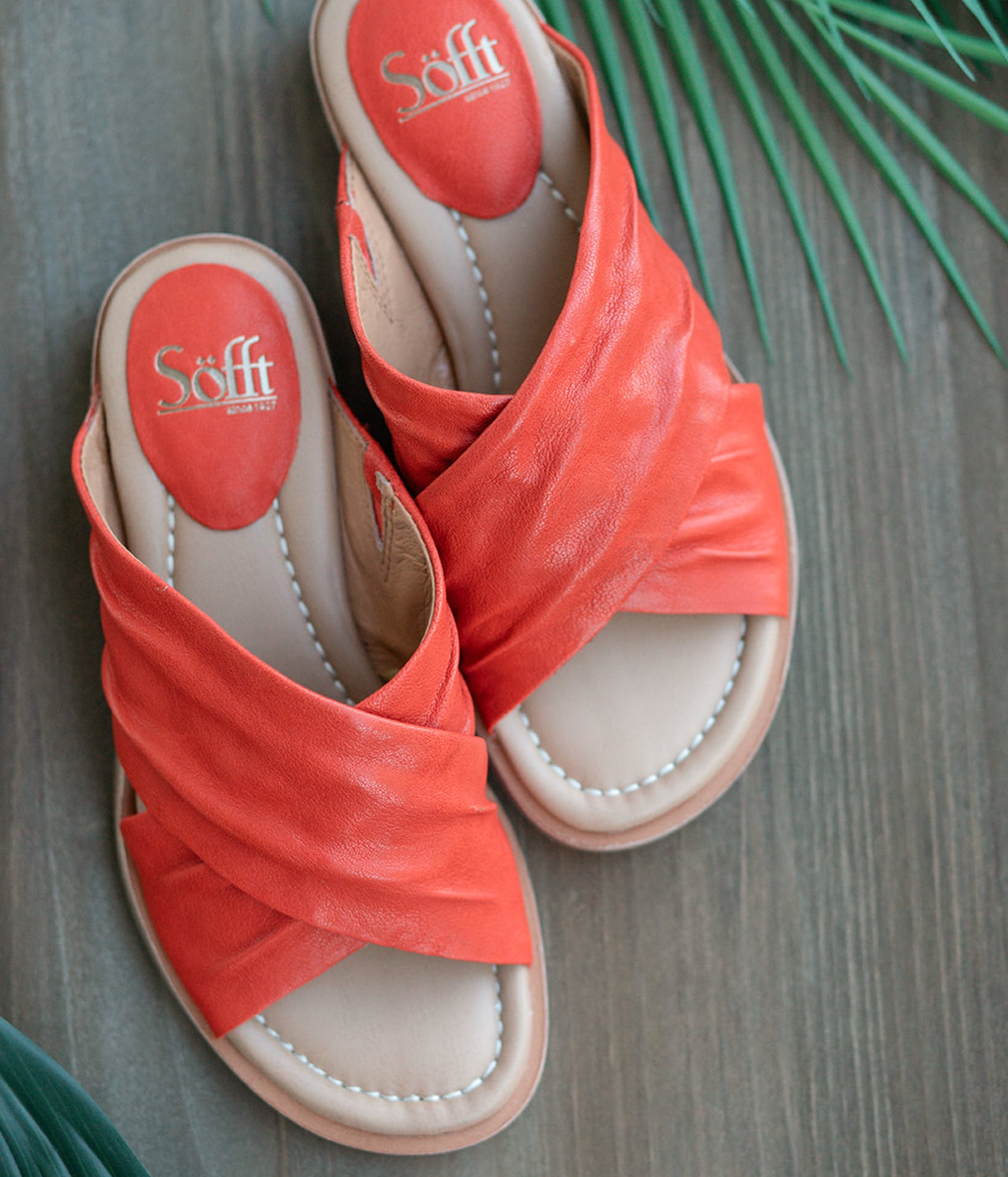 Fallon Leather Slide Sandal in Coral by Sofft Shoes