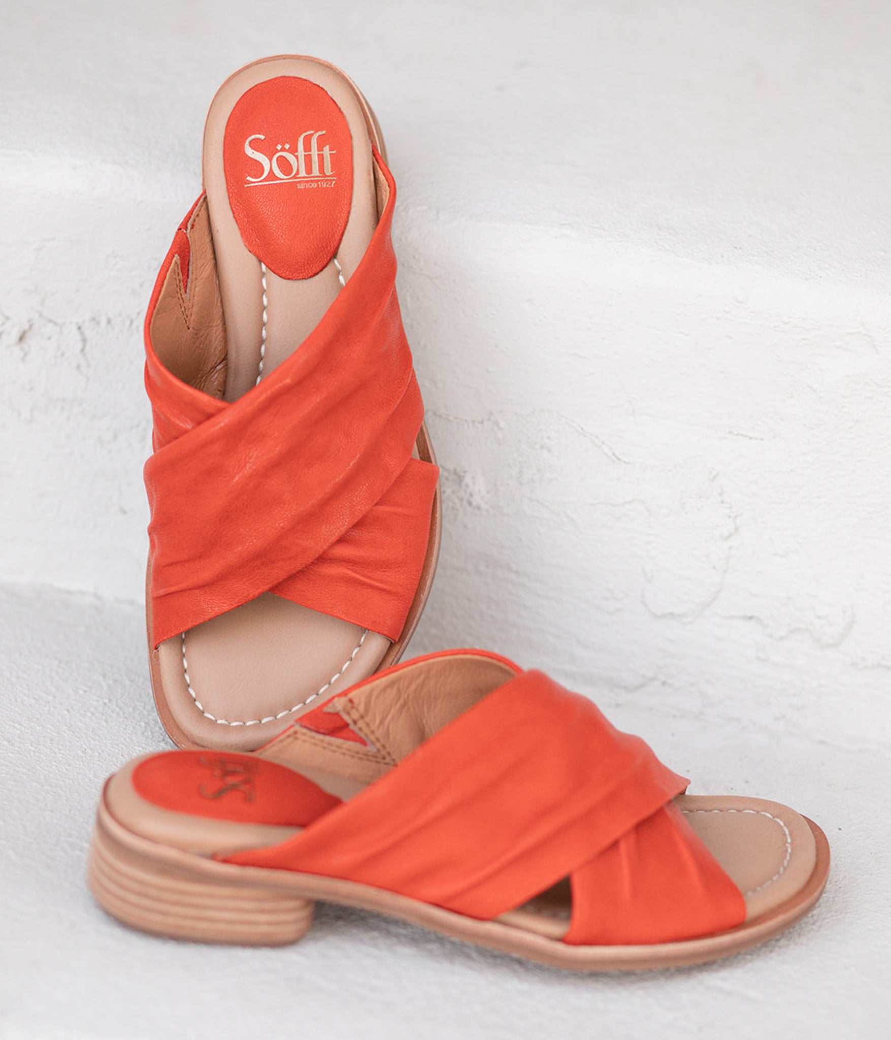 Fallon Leather Slide Sandal in Coral by Sofft Shoes