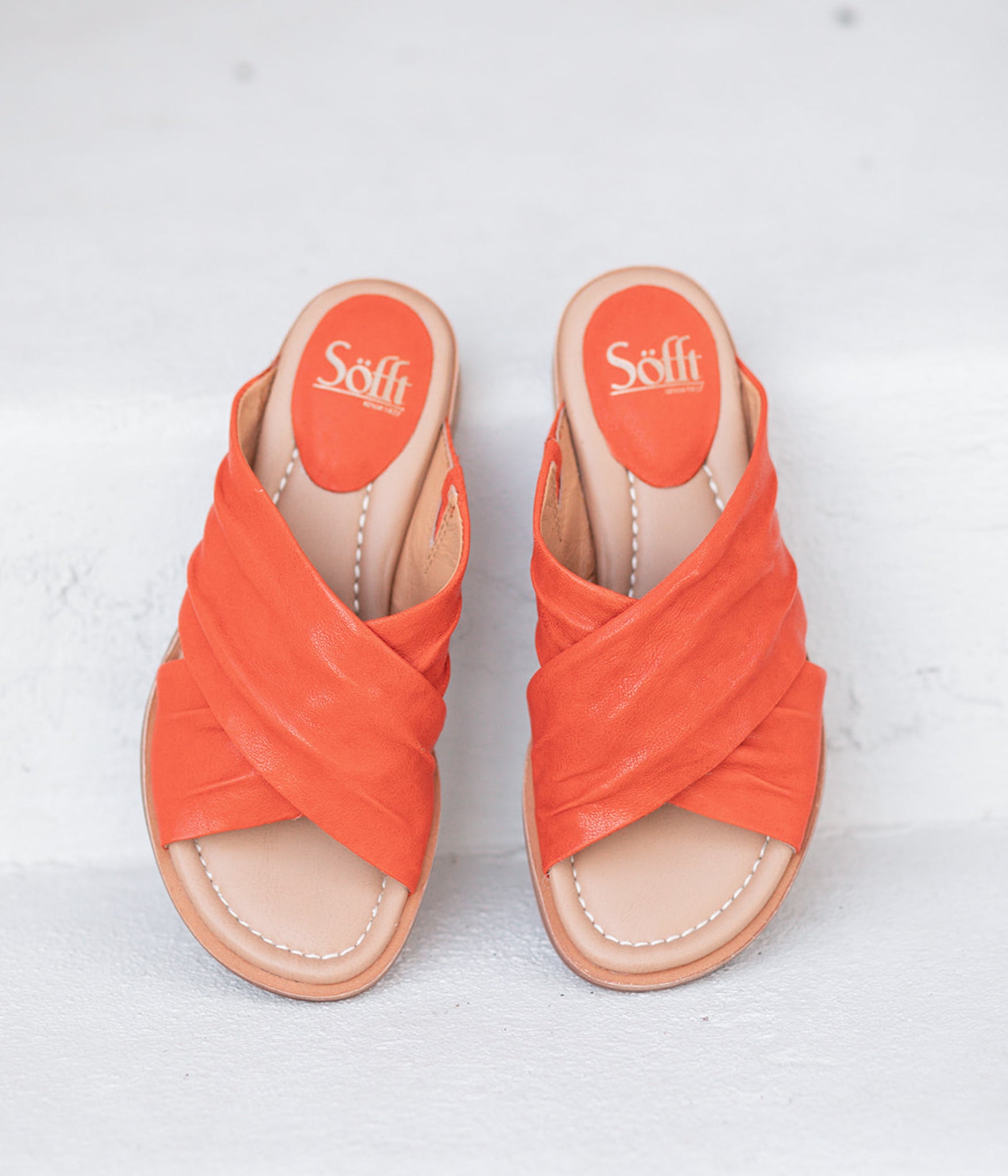 Fallon Leather Slide Sandal in Coral by Sofft Shoes