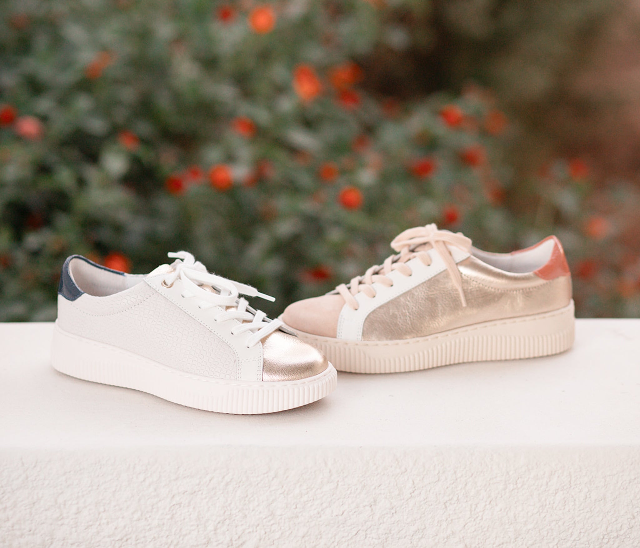 Fianna Sneakers in White Croc and Gold