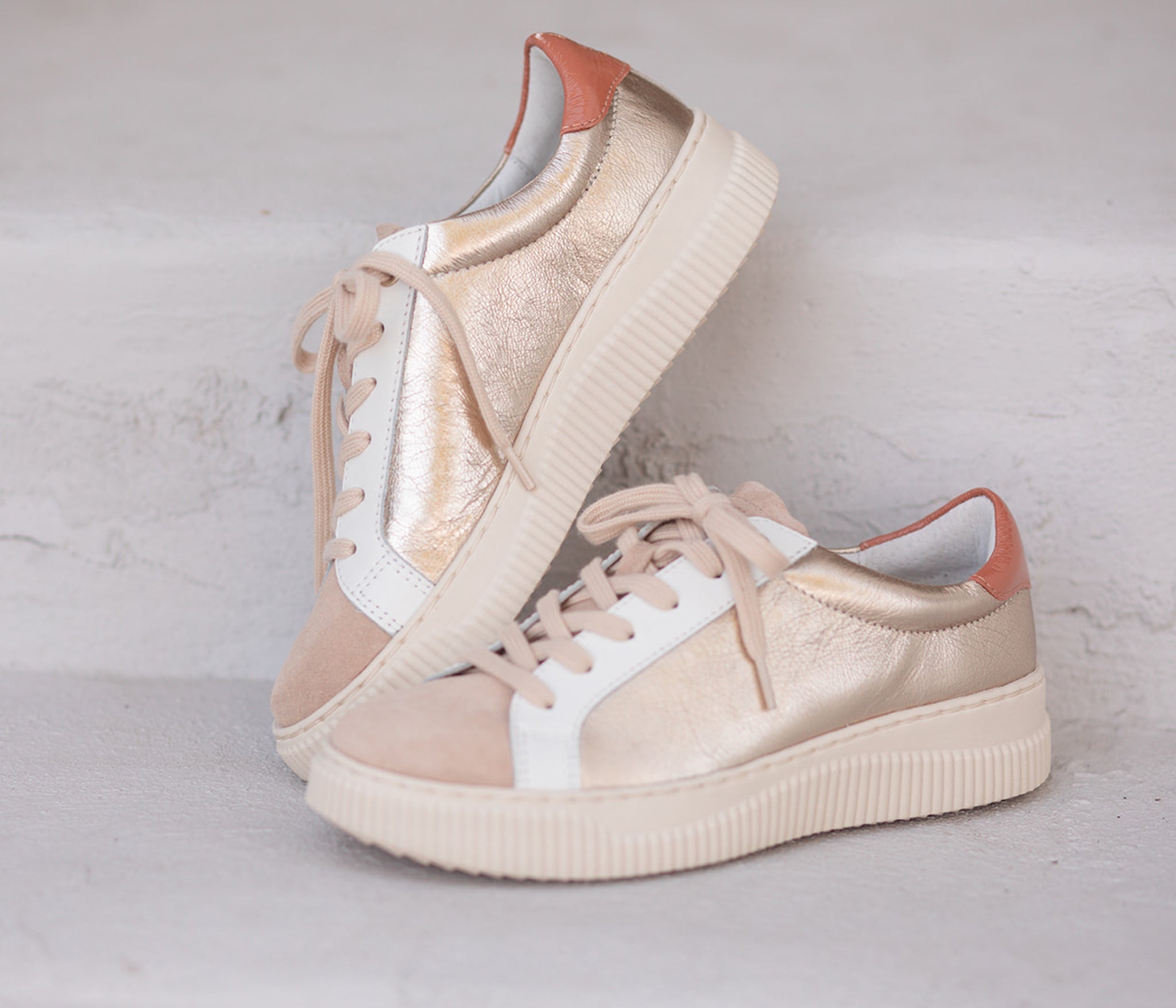 Platino Fianna Leather Sneakers in White and Cream by Sofft Shoes