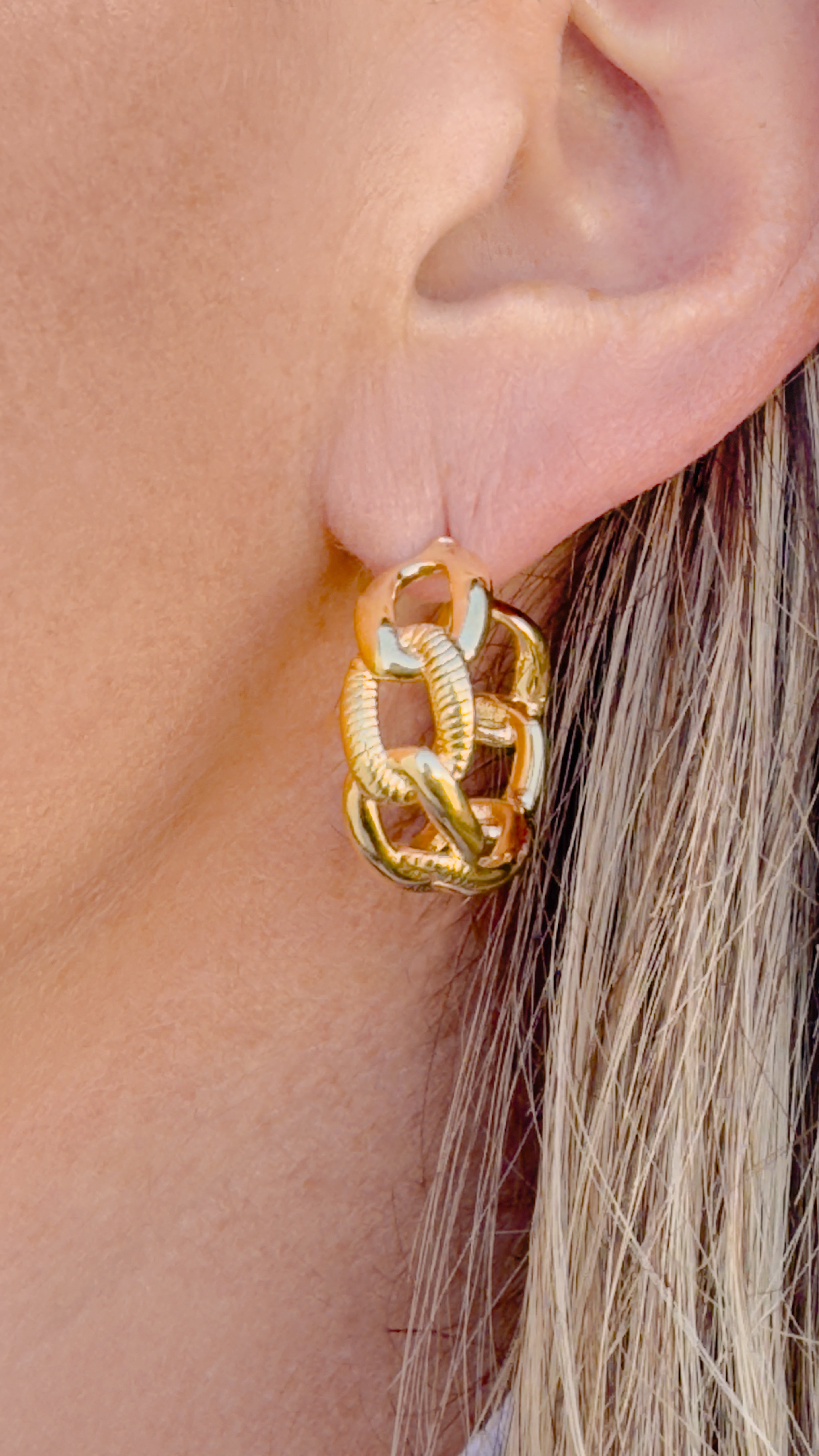 Flat Chain Gold Dipped Hoops