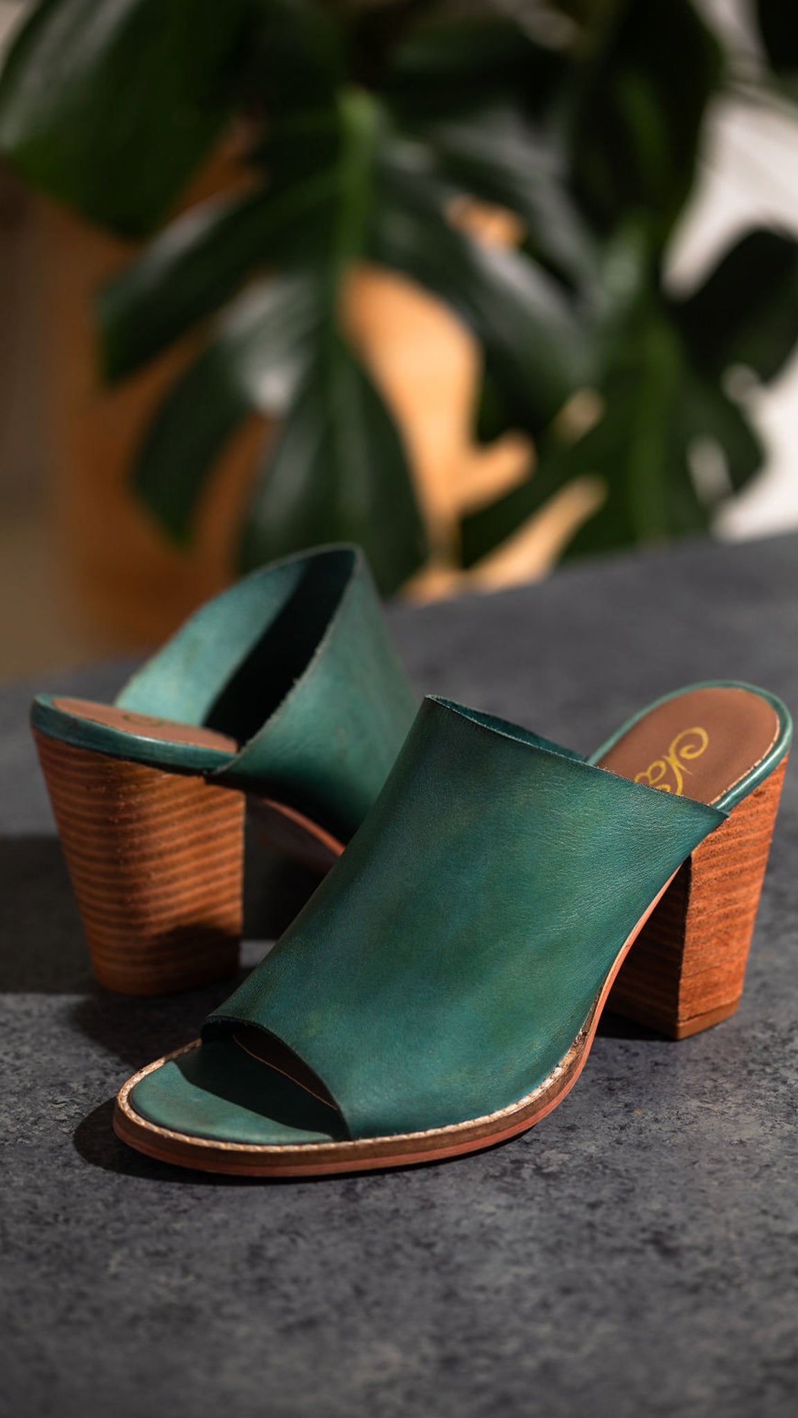 Hallie Heeled Genuine Leather Sandal in Teal by Naughty Monkey