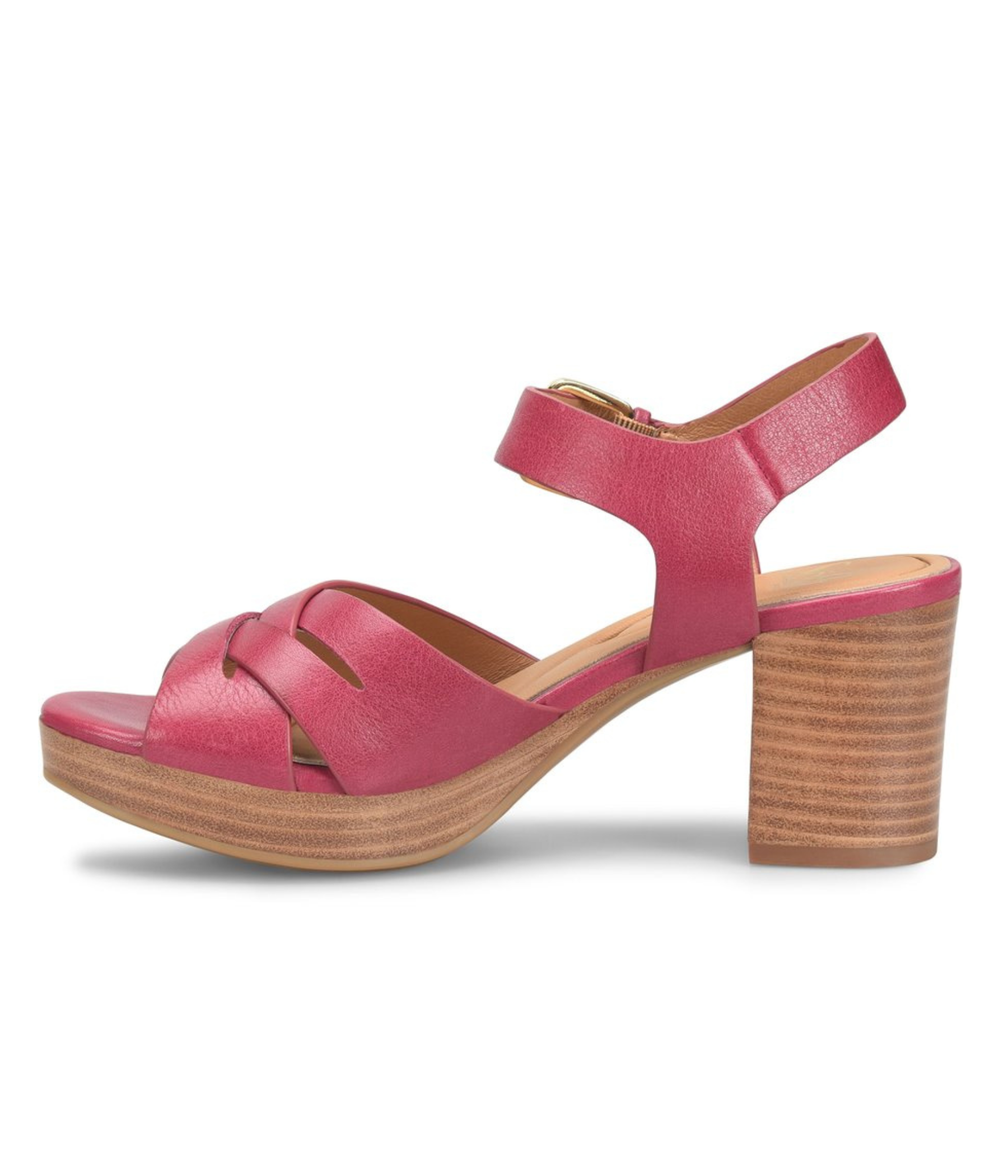 Lacie Italian Leather Heeled Platform Sandal in Pink Red Raspberry by Sofft Shoes