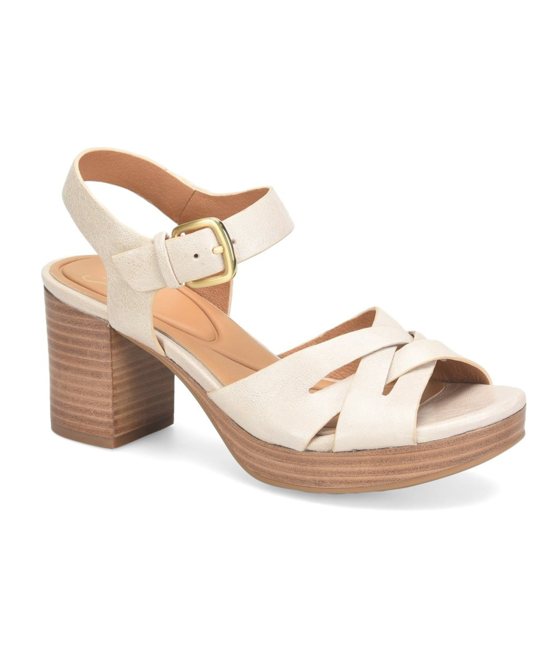 Lacie Italian Leather Heeled Platform Sandal in Tapioca Grey by Sofft Shoes