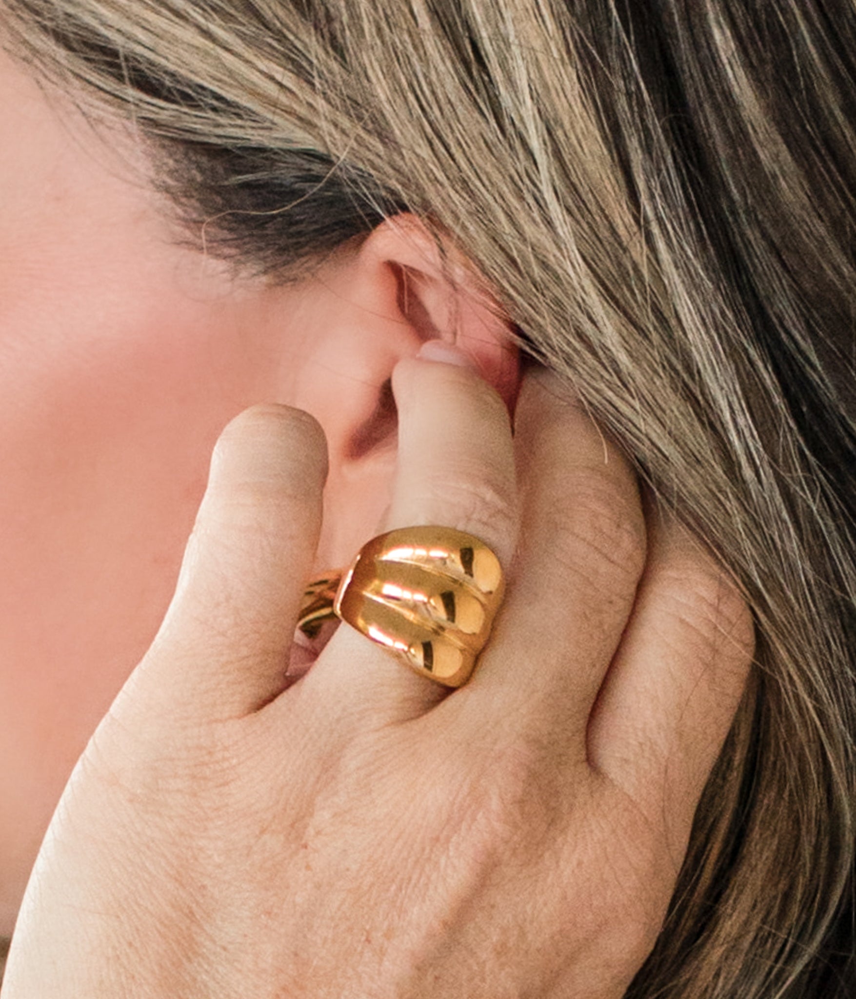 Large 18K Gold Plated Shell Ring