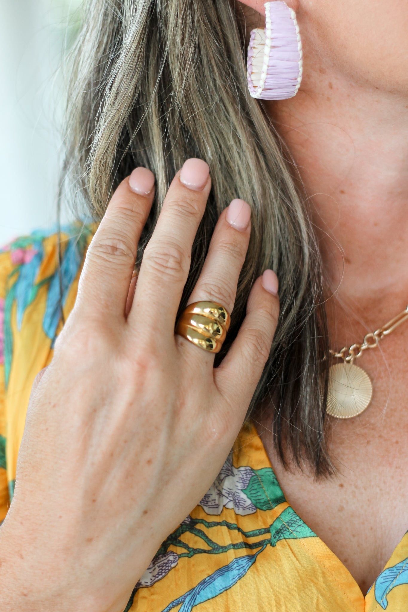 Large 18K Gold Plated Shell Ring