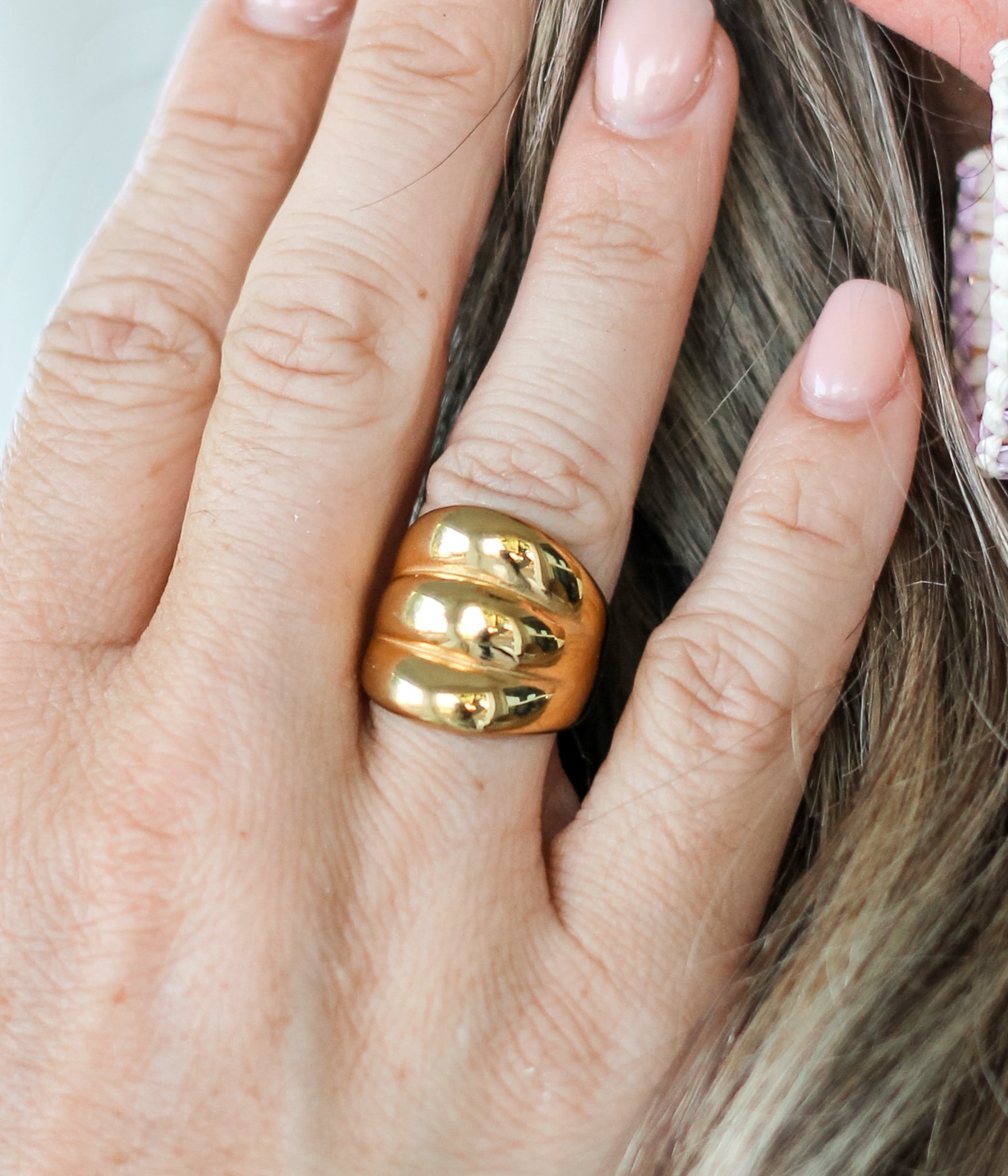 Large 18K Gold Plated Shell Ring