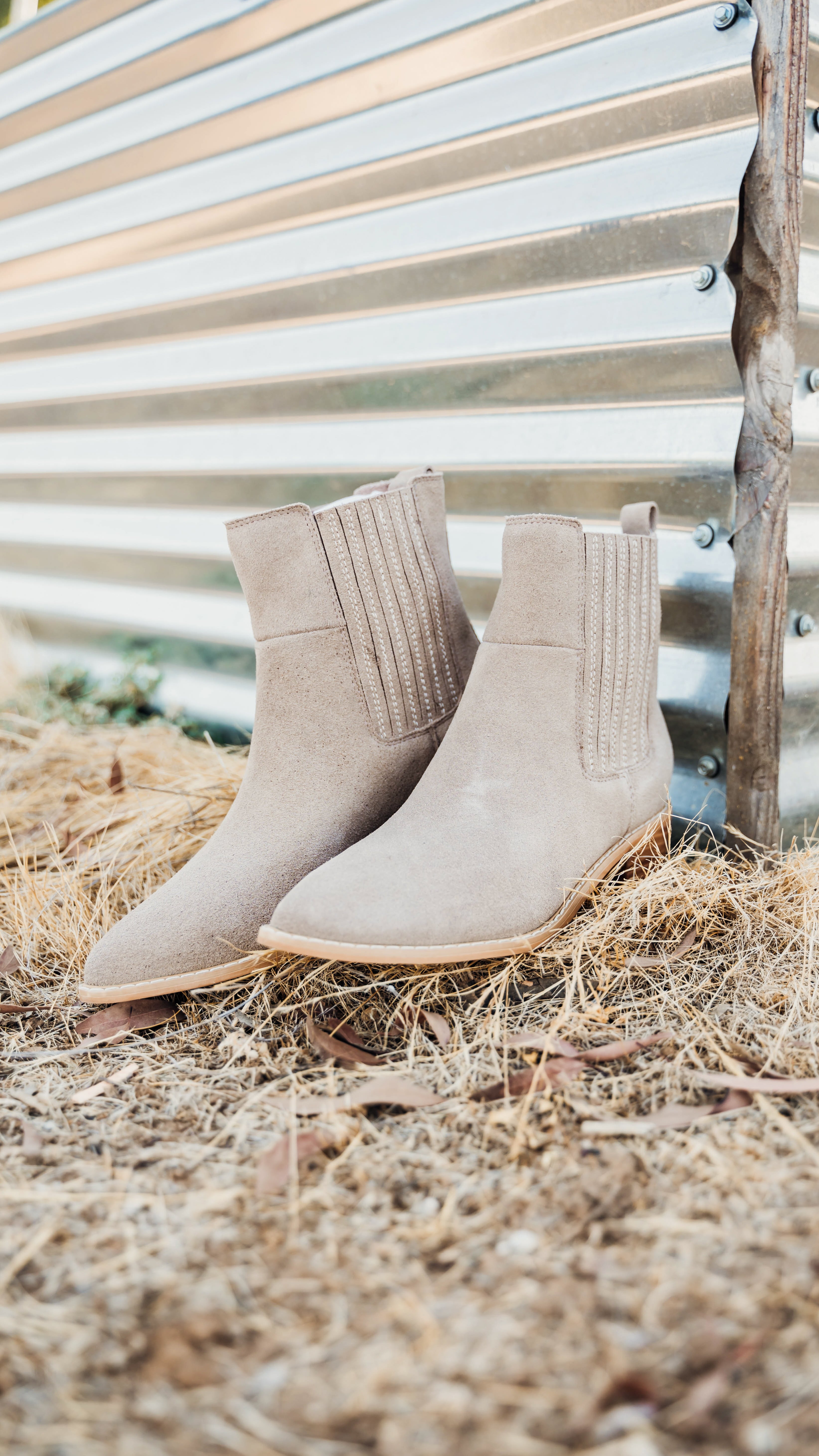 Leonor Suede Ankle Boot in Taupe