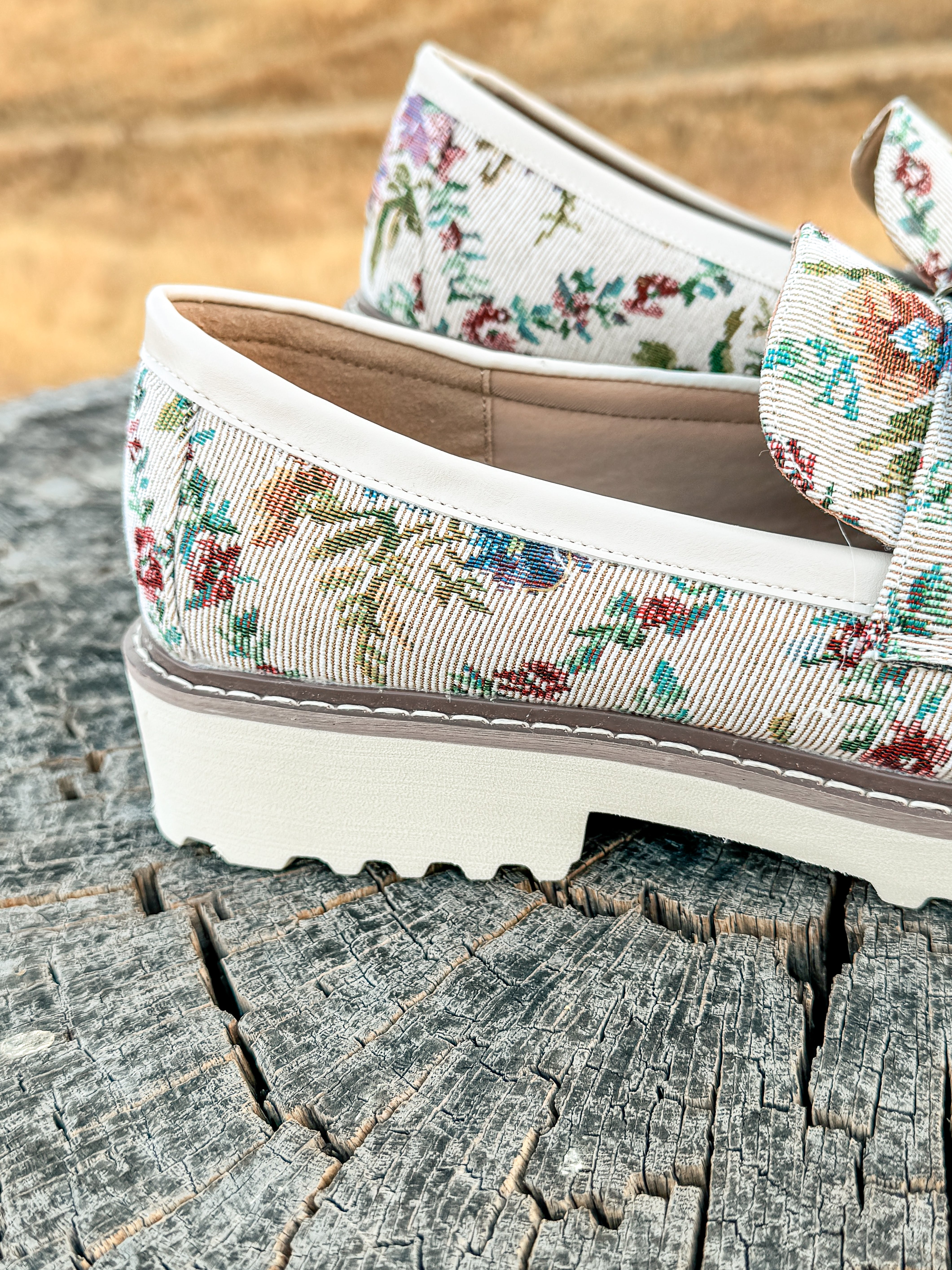 Literally Loafer in Sand Floral Brocade