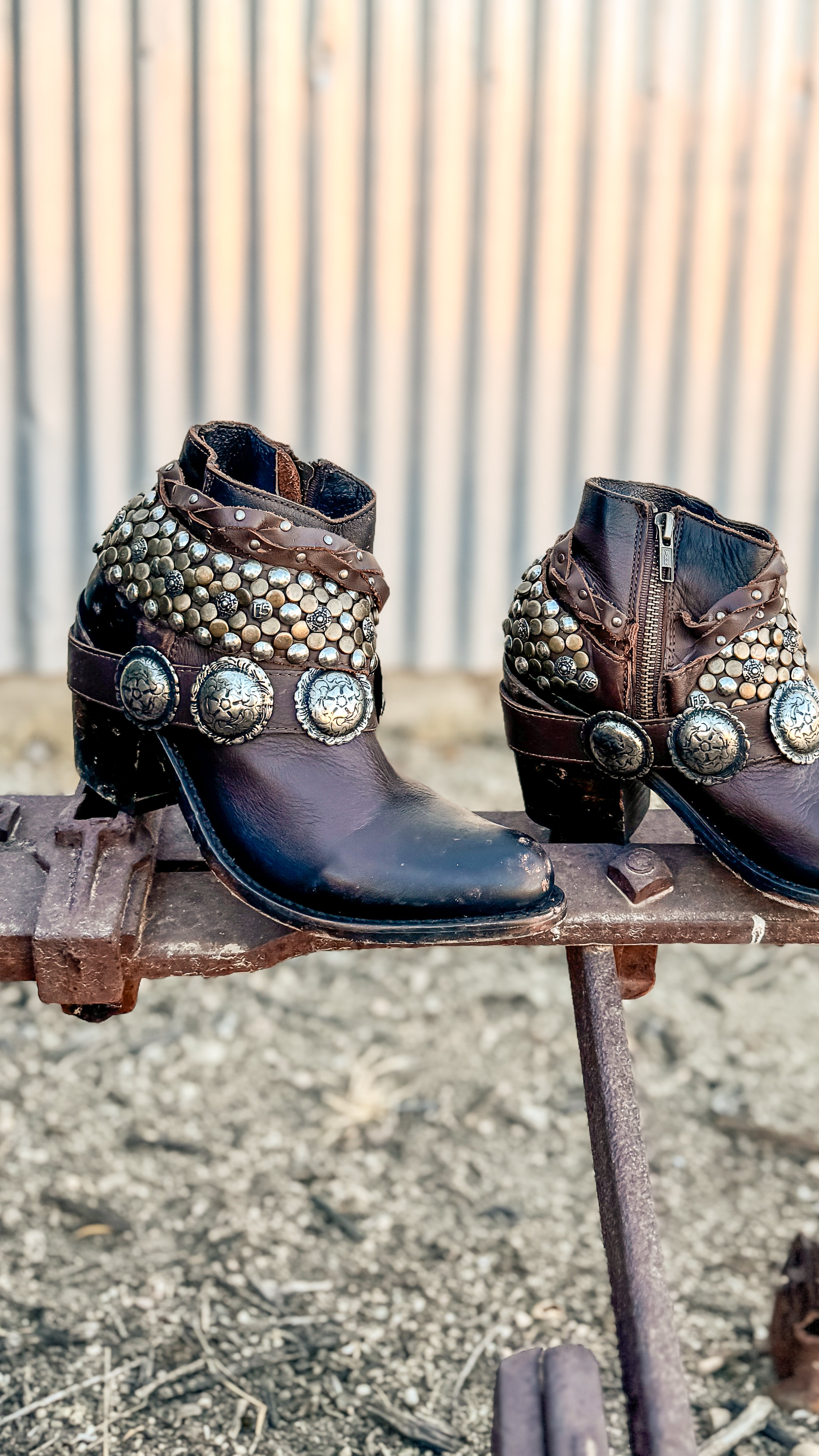 Lucy Studded Ankle Boots in Brown